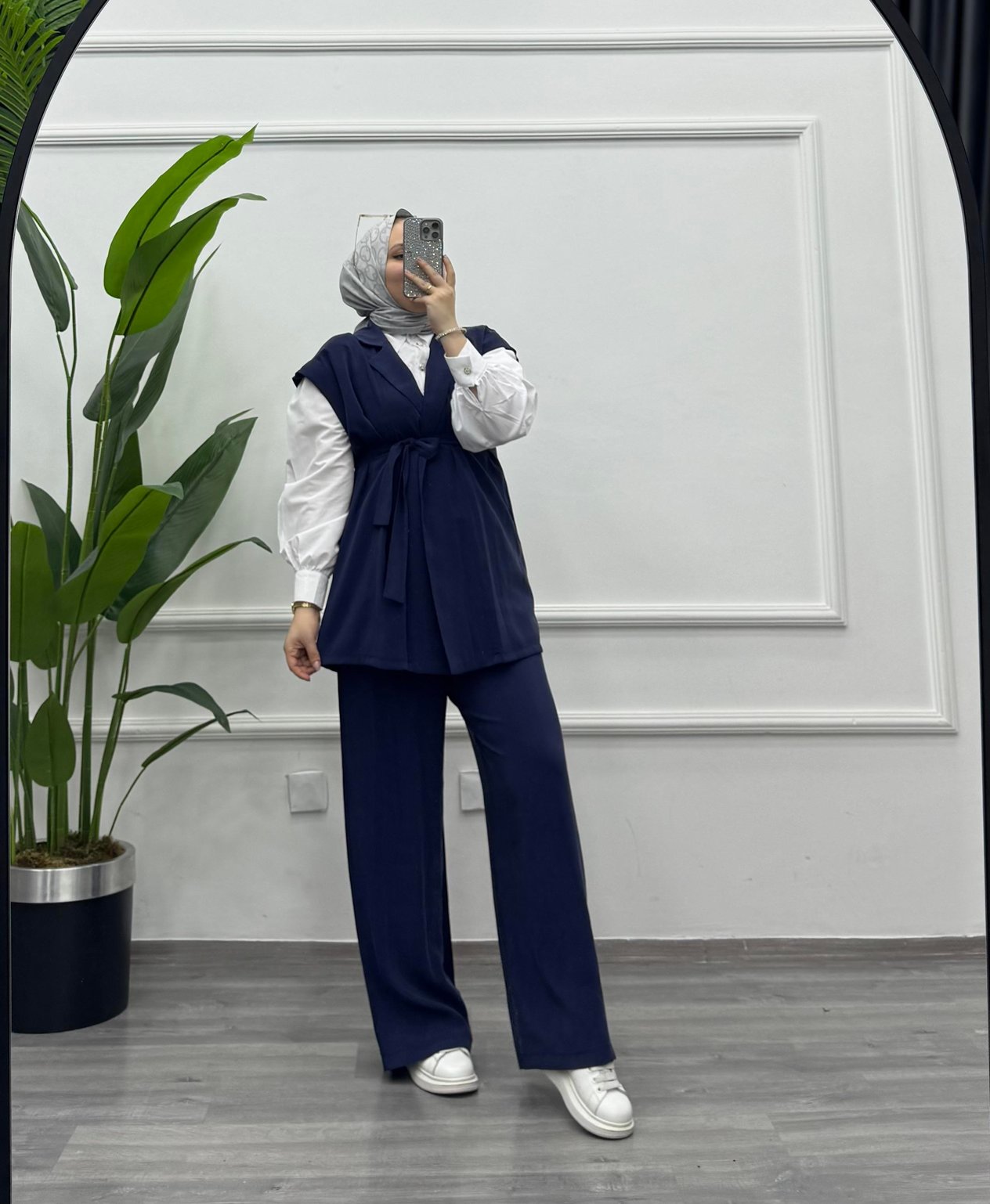Qup Yelekli Takım Modal Kumaş Lacivert (2104)