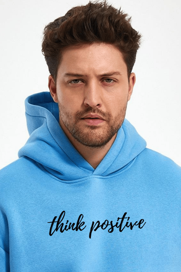FİHA/2050-UNISEX BASKILI ŞARDONLU KAPŞONLU SWEAT - LICHEN BLUE