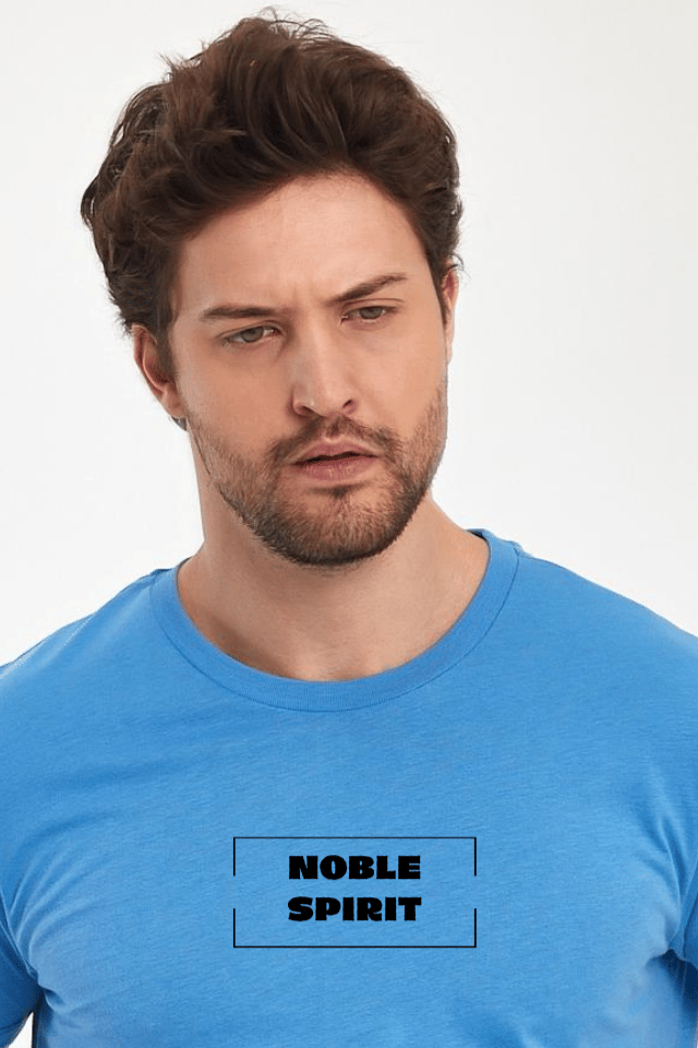 FİHA/2059- ERKEK BASKILI COMPACT SIFIR YAKA TSHIRT - LICHEN BLUE