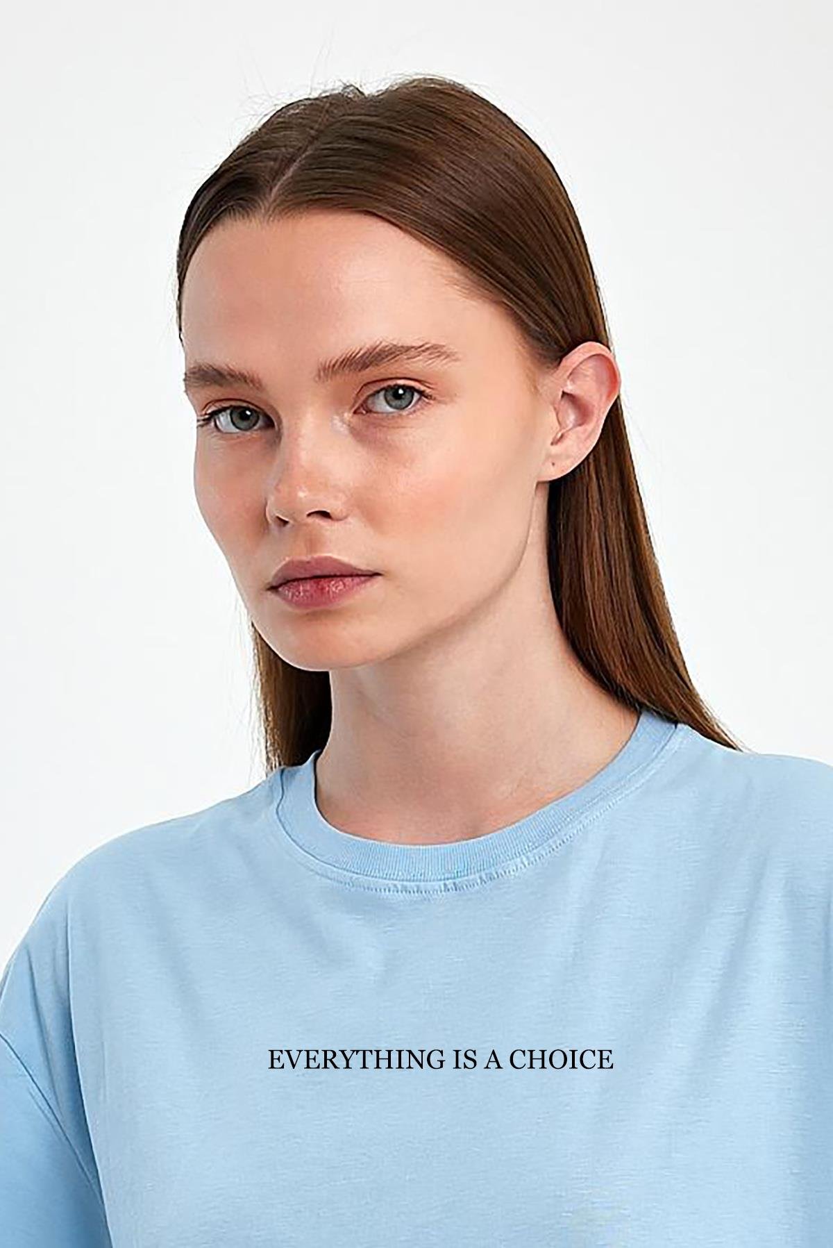 FİHA/2072-KADIN BASKILI OVERSIZE T-SHIRT - AİRY BLUE
