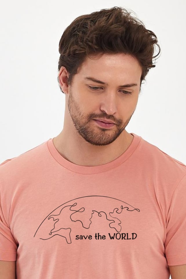 FİHA/2076-ERKEK BASKILI KOMPAK SIFIR YAKA TSHIRT - APRICOT