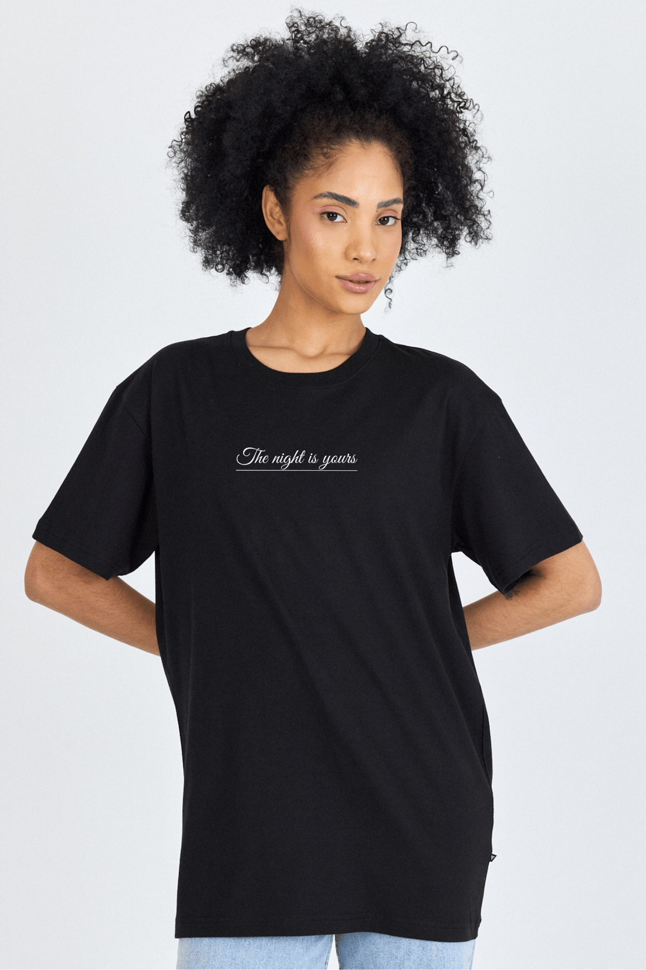 FİHA/2092 UNISEX ÖN ARKA BASKILI T-SHIRT - SİYAH