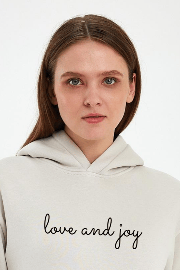 FİHA/2504-UNISEX BASKILI ŞARDONLU KAPŞONLU SWEAT - TAŞ