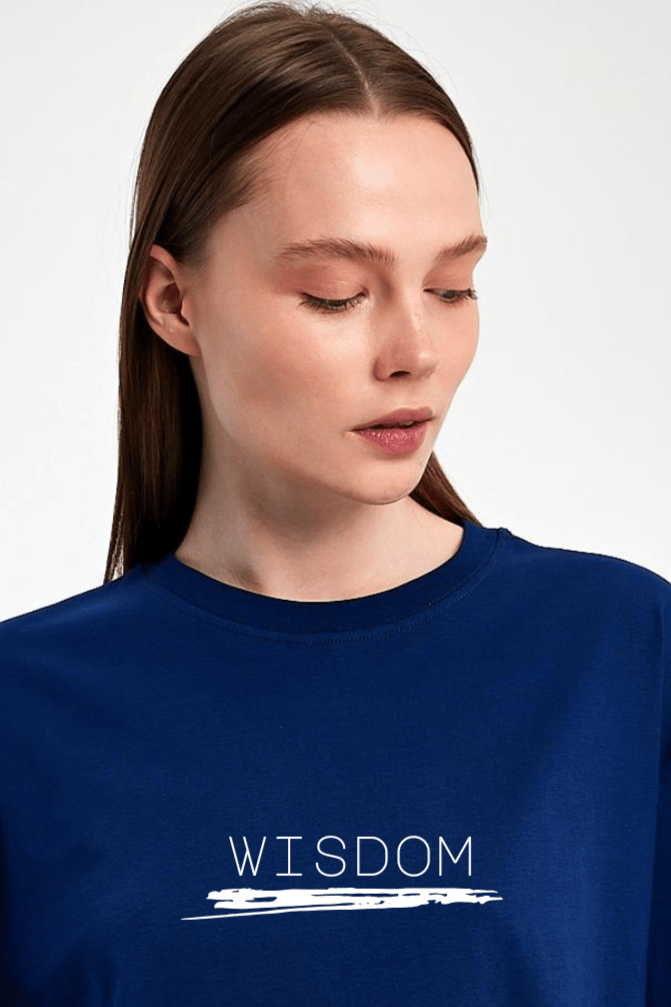 FİHA/2511-UNİSEX OVERSIZE BASKILI SIFIR YAKA TSHIRT - LACİVERT