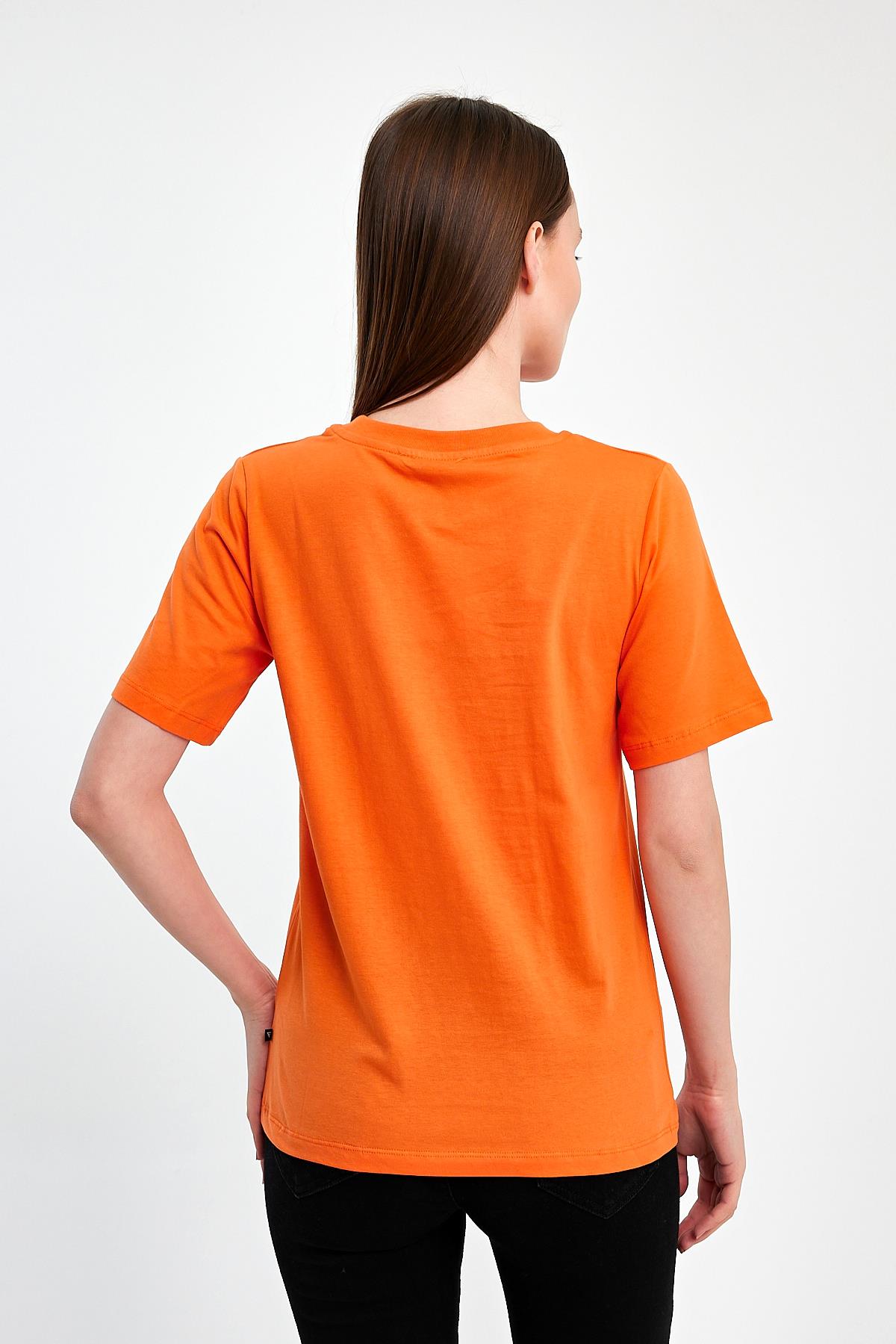 FİHA/3015-KADIN SIFIR YAKA T-SHIRT - ORANJ