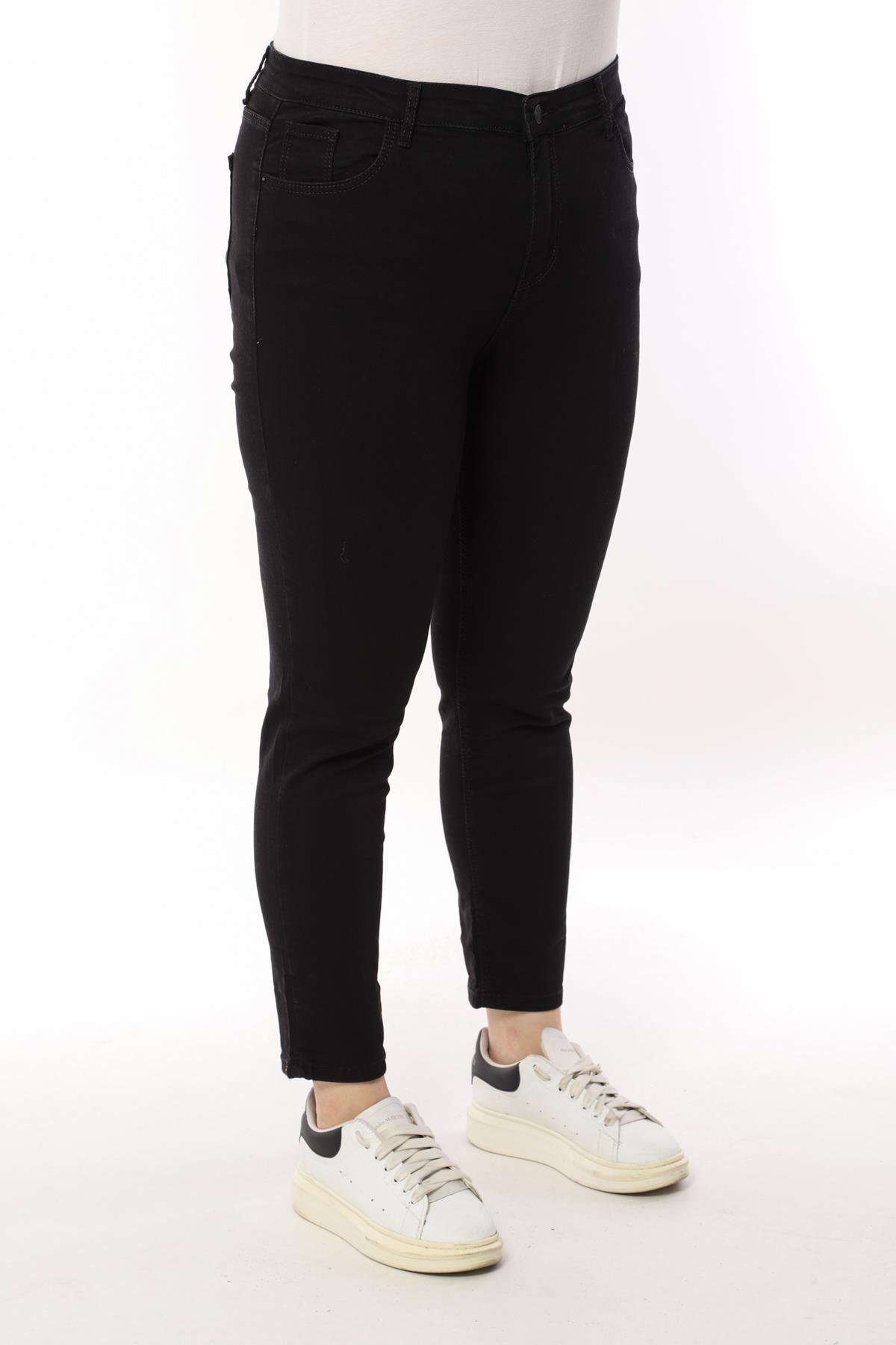 FİHA/4023-KADIN BATTAL DÜZ JEANS - SİYAH