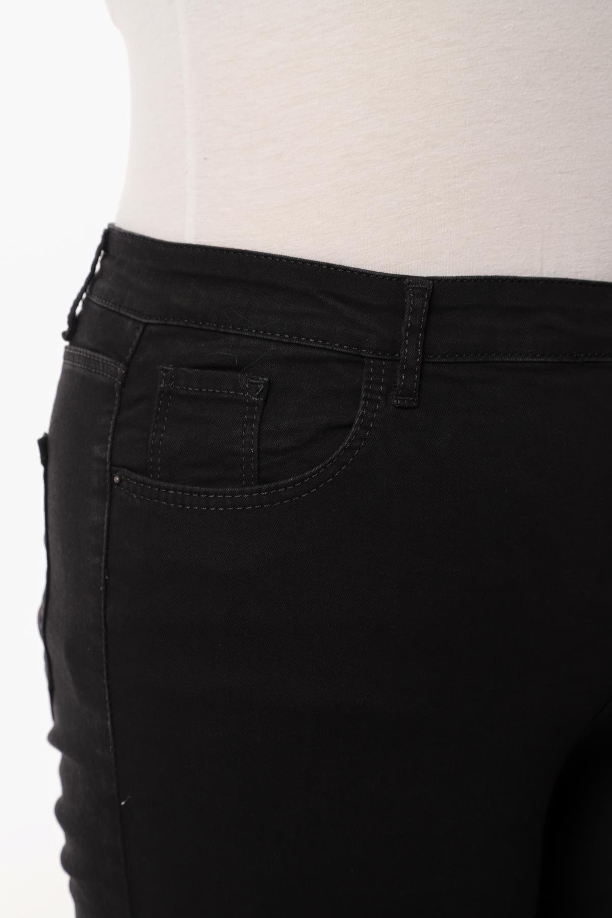 FİHA/4023-KADIN BATTAL DÜZ JEANS - SİYAH