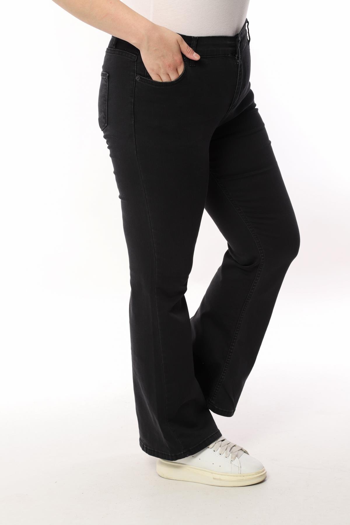 FİHA/4036-KADIN BATTAL İSPANYOL PAÇA JEANS - ANTRASİT