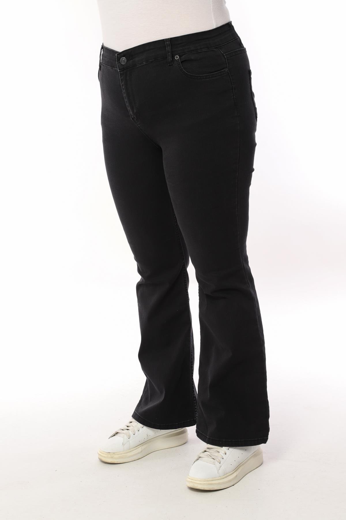 FİHA/4036-KADIN BATTAL İSPANYOL PAÇA JEANS - ANTRASİT