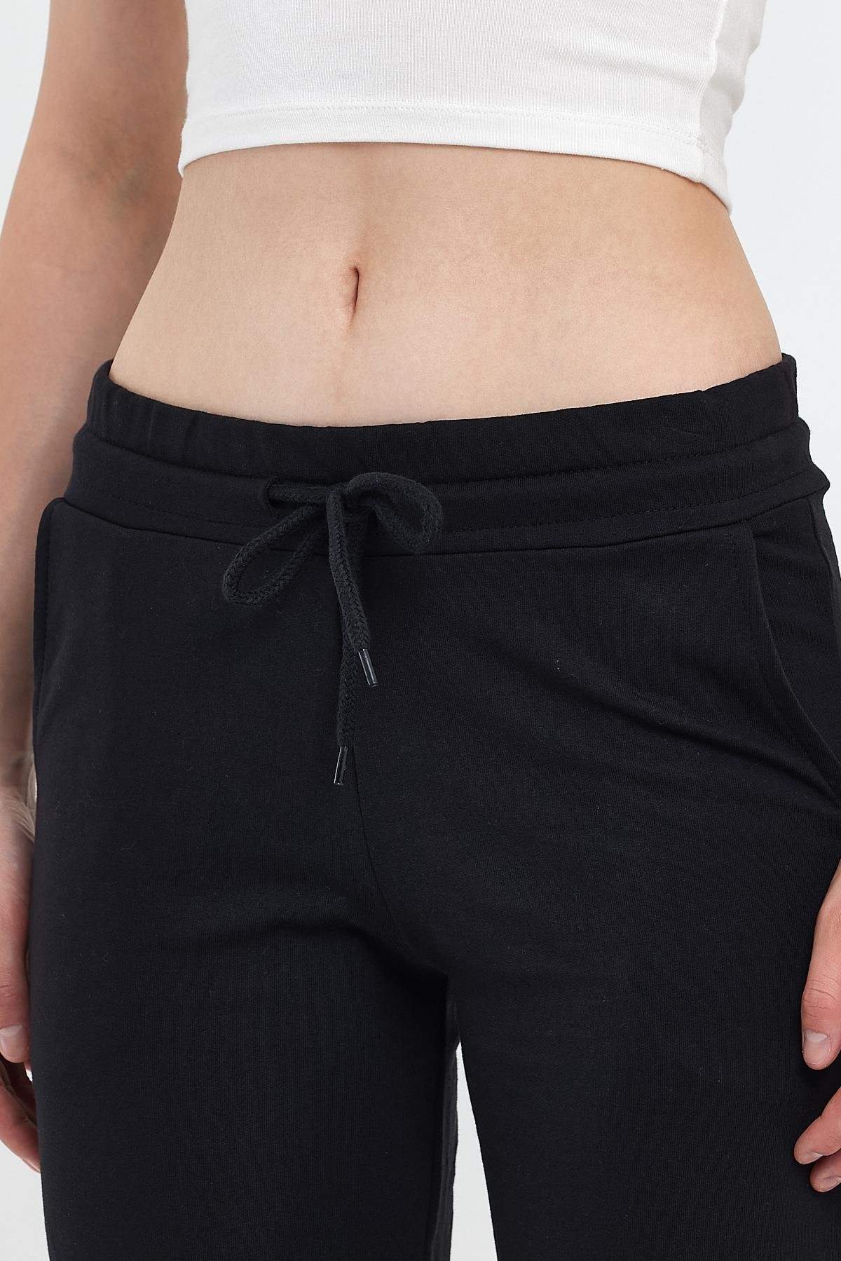 FİHA/4601- KADIN COMPACT PAÇA LASTİKLİ EŞOFMAN ALTI - SİYAH