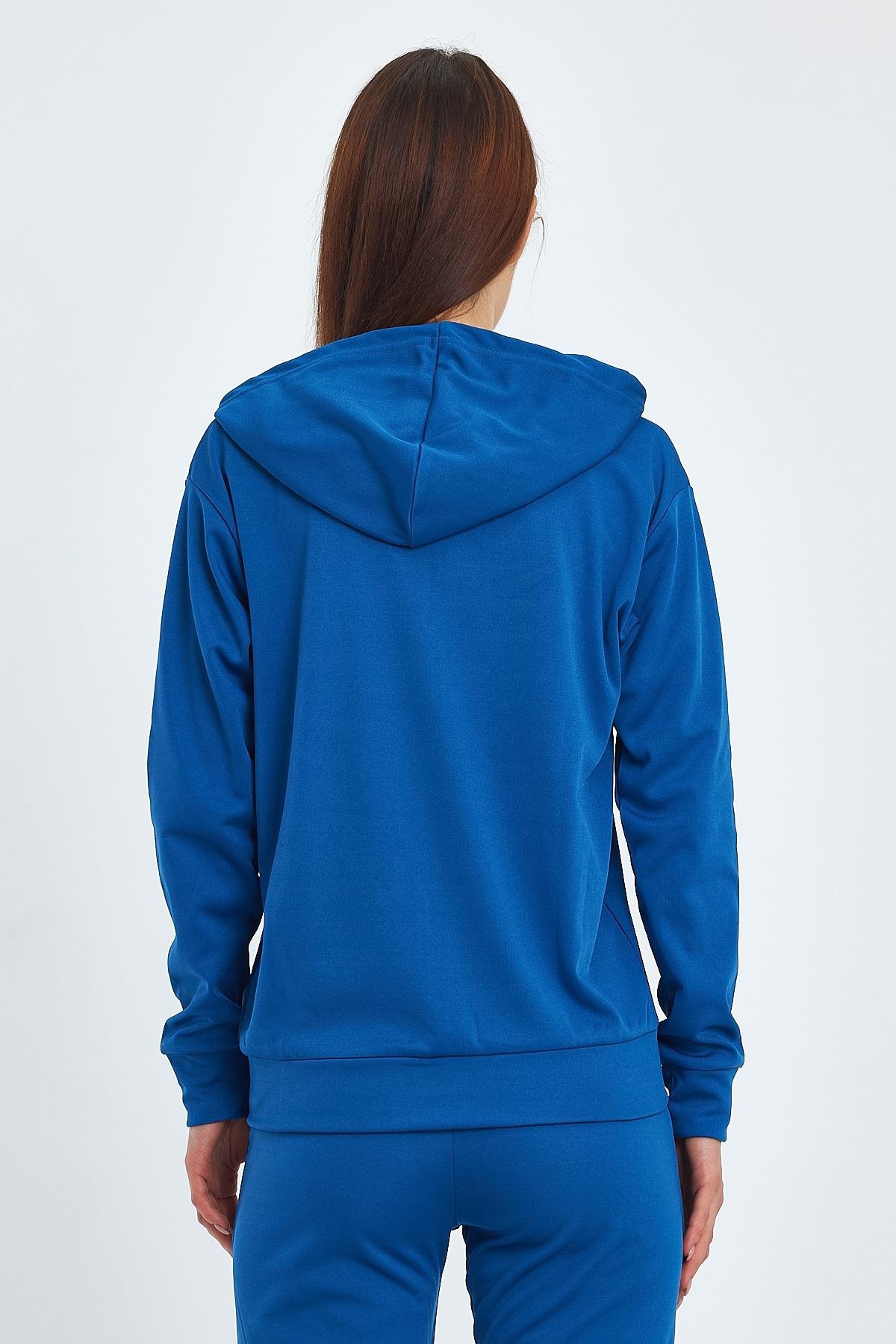 FİHA/5003-KADIN AKAT ŞARDONLU KAPŞ.FERMUARLI SWEAT - İNDİGO