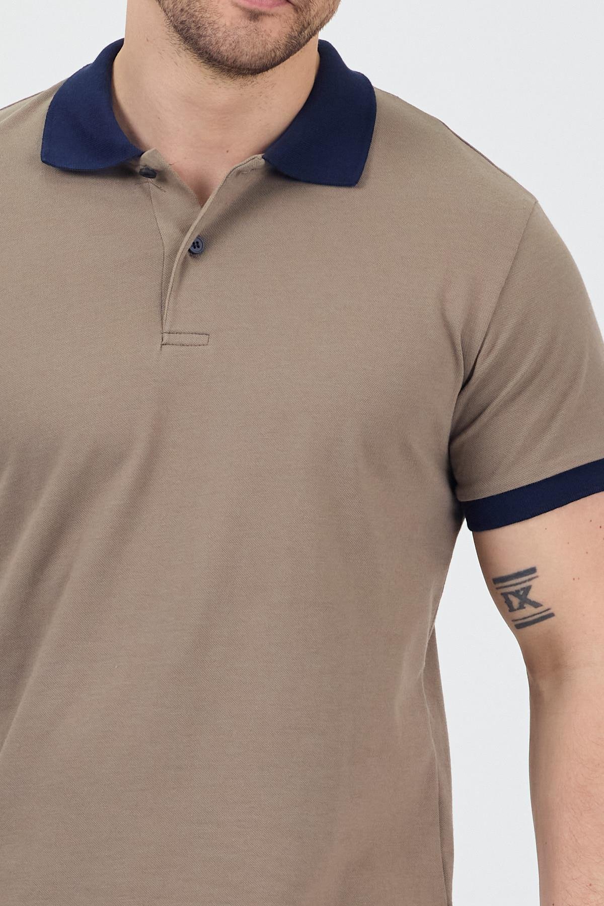 FİHA/7020-ERKEK GARNİ YAKALI POLO TSHIRT - HAKİ