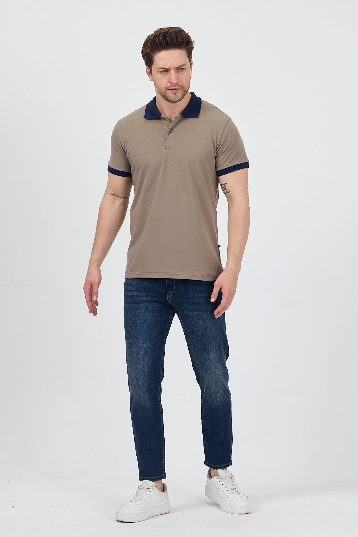 FİHA/7020-ERKEK GARNİ YAKALI POLO TSHIRT - HAKİ