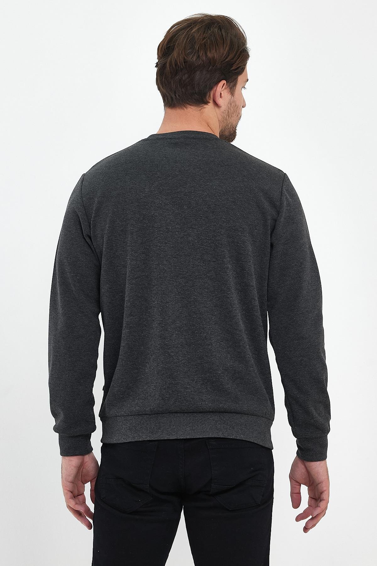 FİHA/9014-ERKEK YAGMUR DESEN SIFIR YAKA SWEAT - ANTRASİT