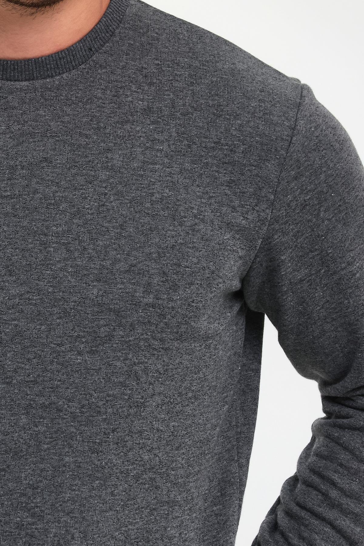 FİHA/9029-ERKEK SIFIR YAKA 3 İPLİK ŞARDONSUZ SWEAT - ANTRASİT