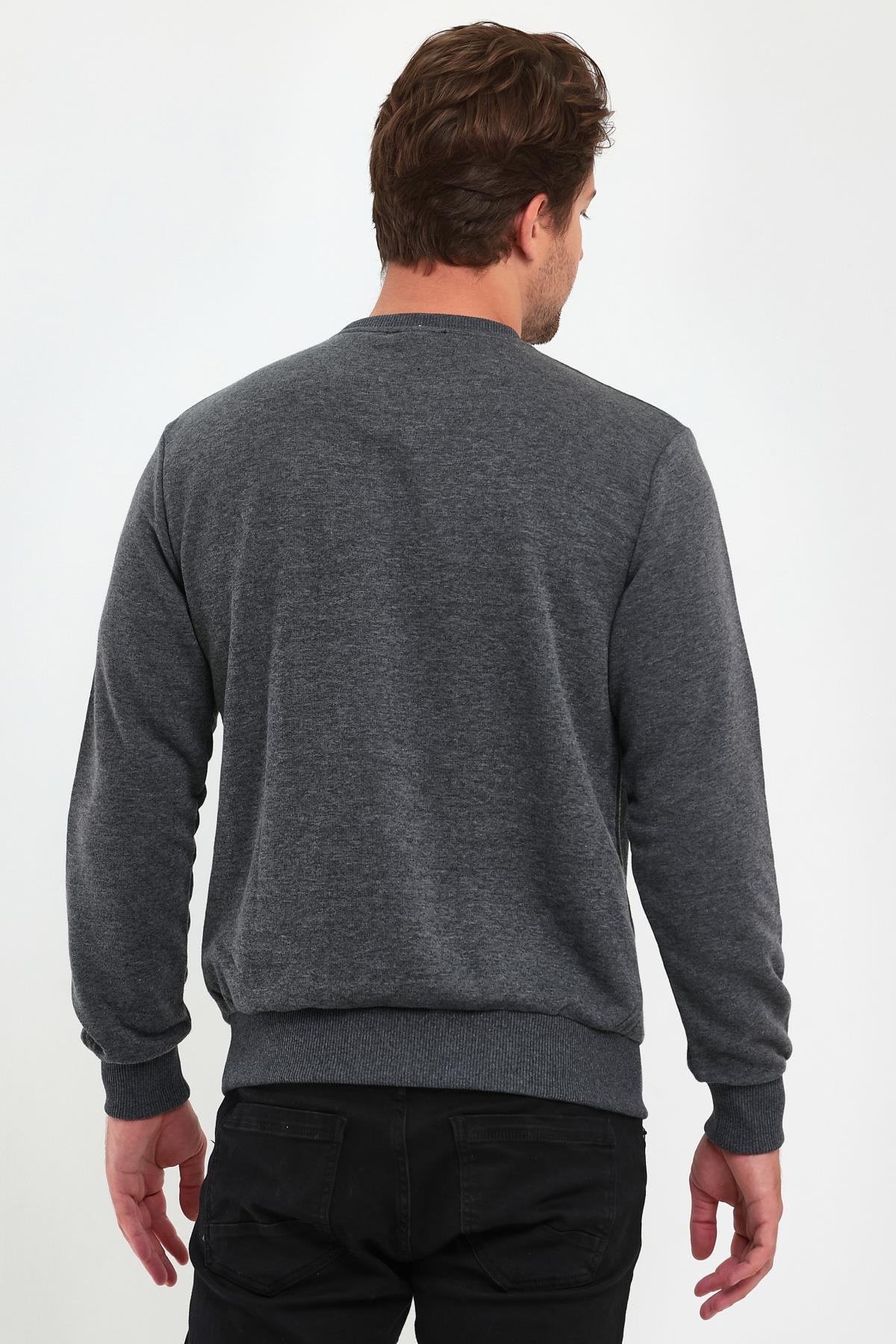 FİHA/9029-ERKEK SIFIR YAKA 3 İPLİK ŞARDONSUZ SWEAT - ANTRASİT
