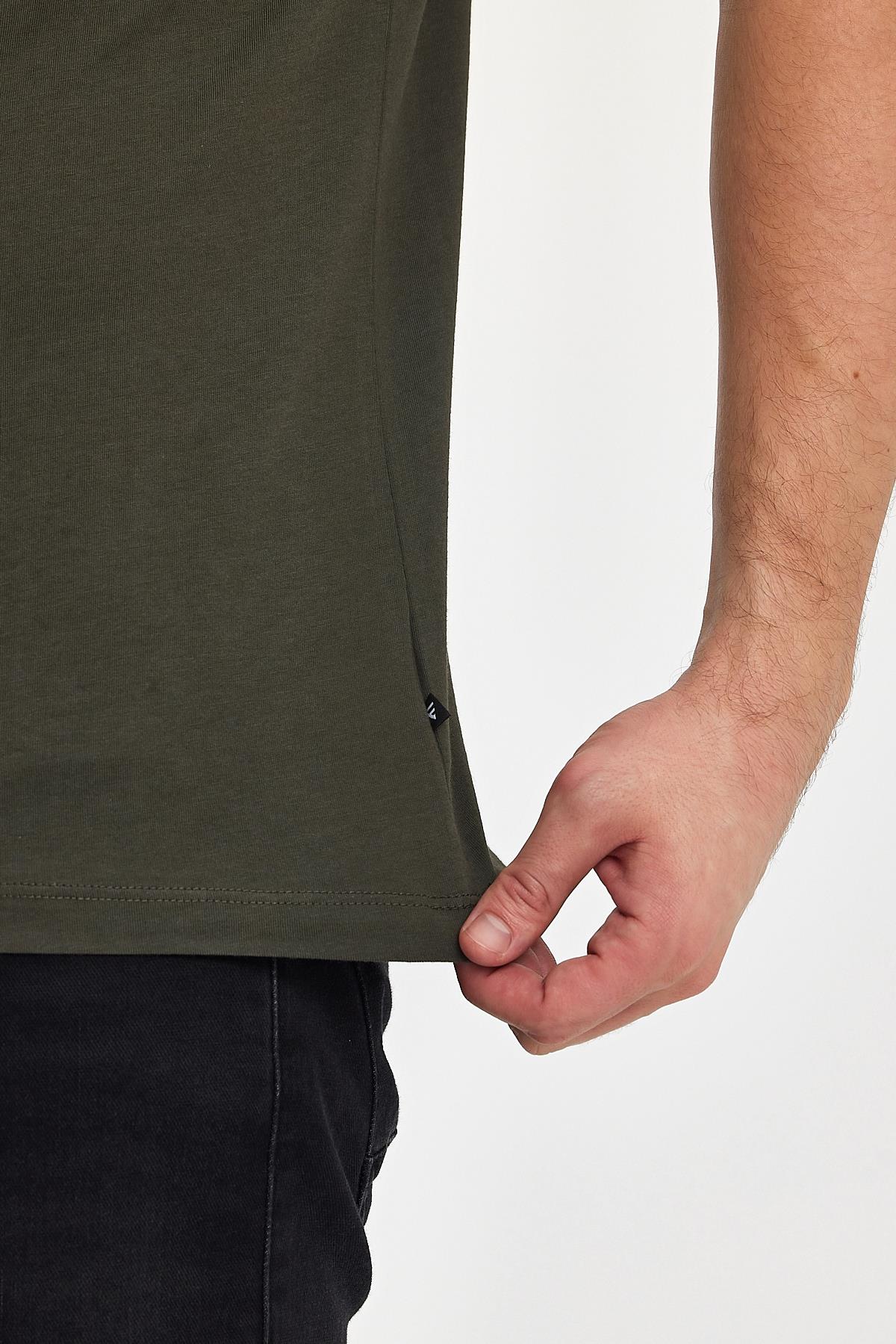 FİHA/9035-ERKEK COMPACT PENYE V YAKA T-SHIRT - HAKİ