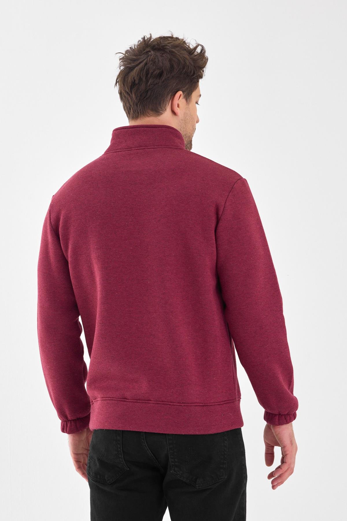 FİHA/9116-ERKEK DİK YAKA YARIM FERMUARLI SWEAT - BORDO