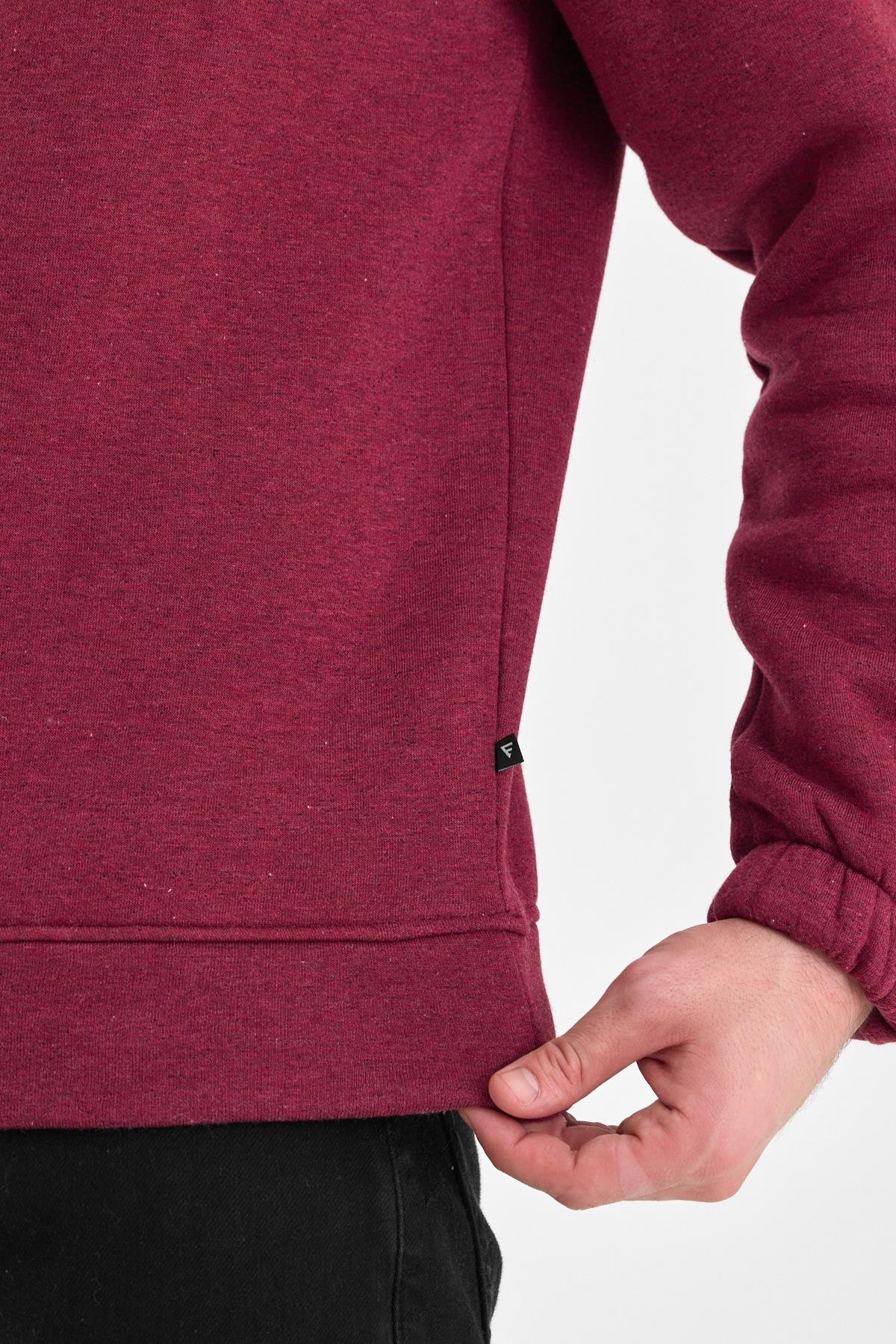 FİHA/9116-ERKEK DİK YAKA YARIM FERMUARLI SWEAT - BORDO