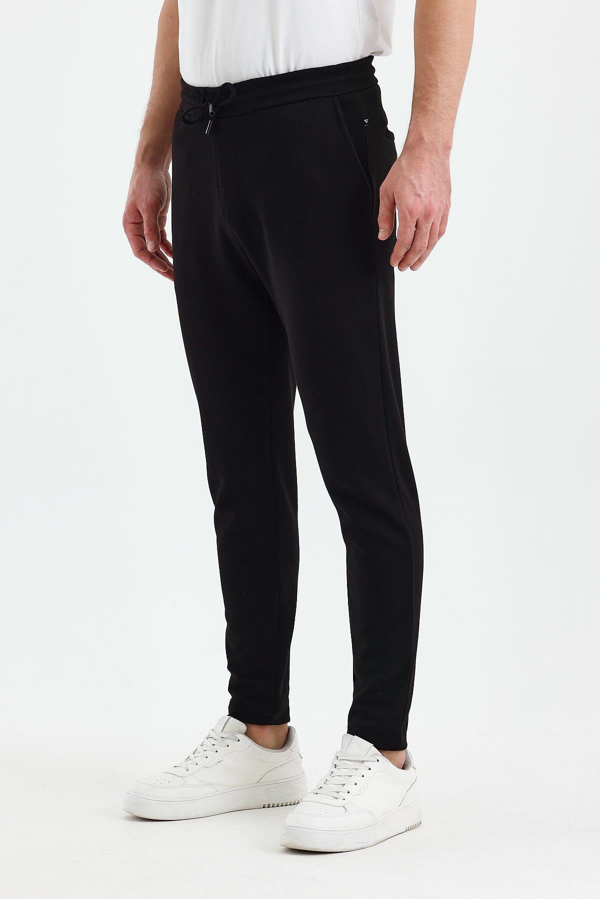 FİHA/9535-ERKEK DÜZ PAÇA JOGGER PANTOLON - SİYAH