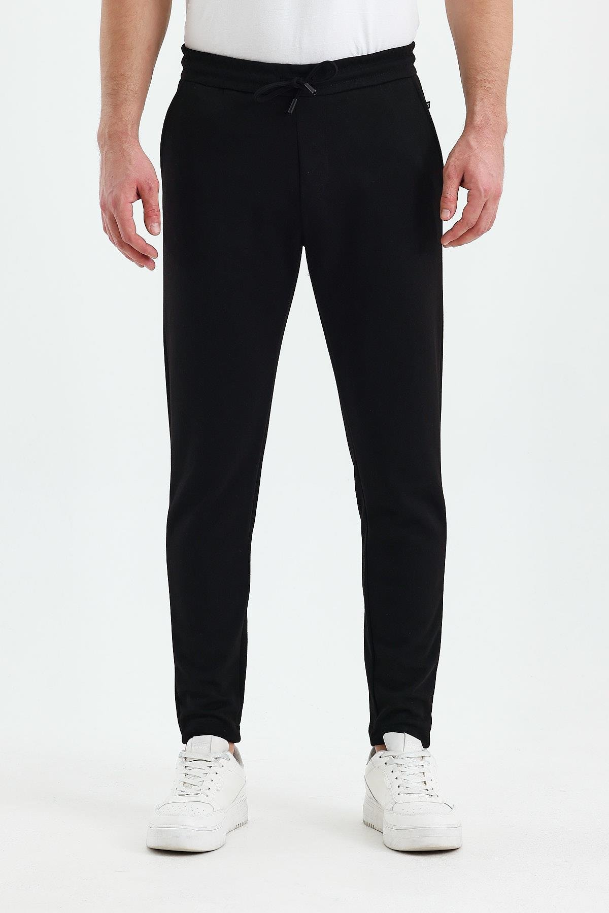 FİHA/9535-ERKEK DÜZ PAÇA JOGGER PANTOLON - SİYAH