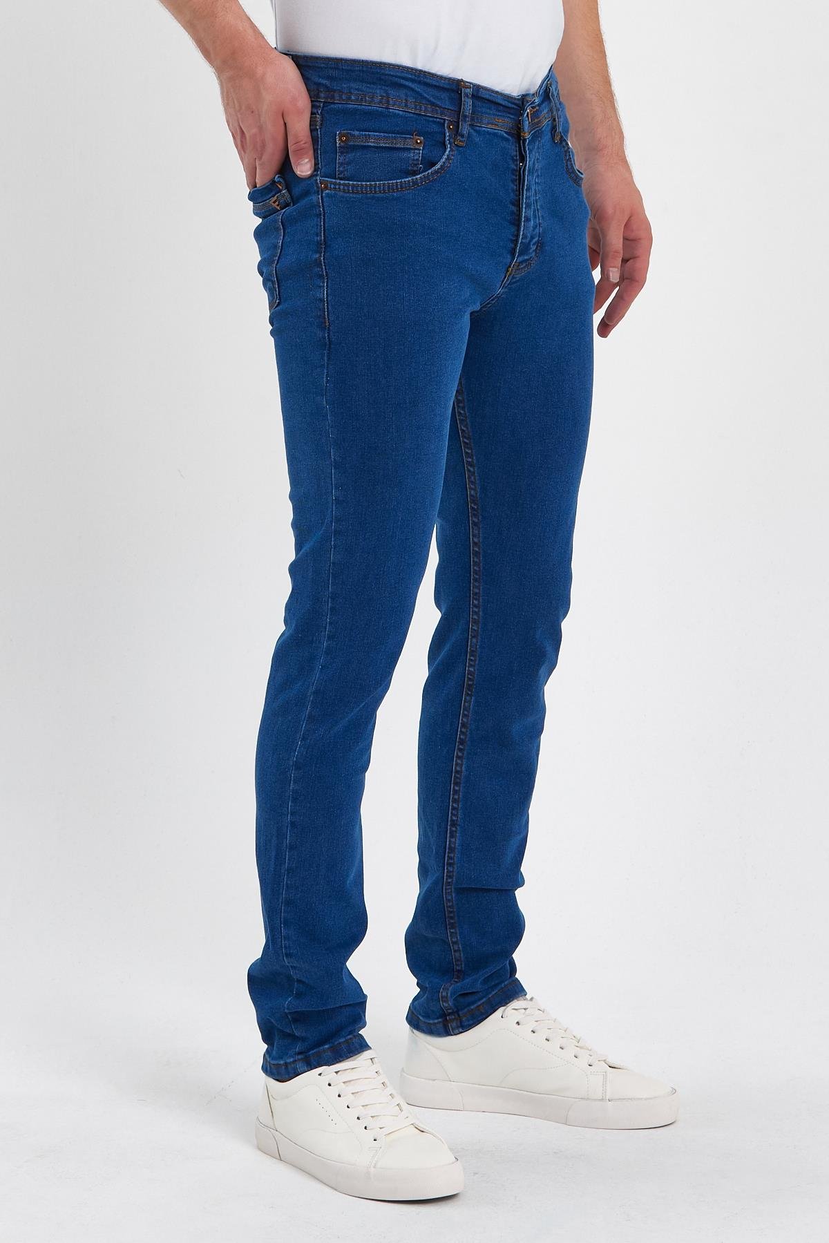 FİHA/AĞARTI-8923-ERKEK DÜZ KLASİK  JEANS - MAVİ