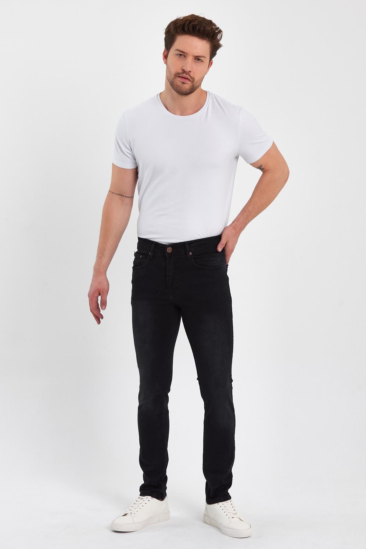 FİHA/AŞTI-8920 ERKEK TAŞLAMALI  KLASİK JEANS - SİYAH