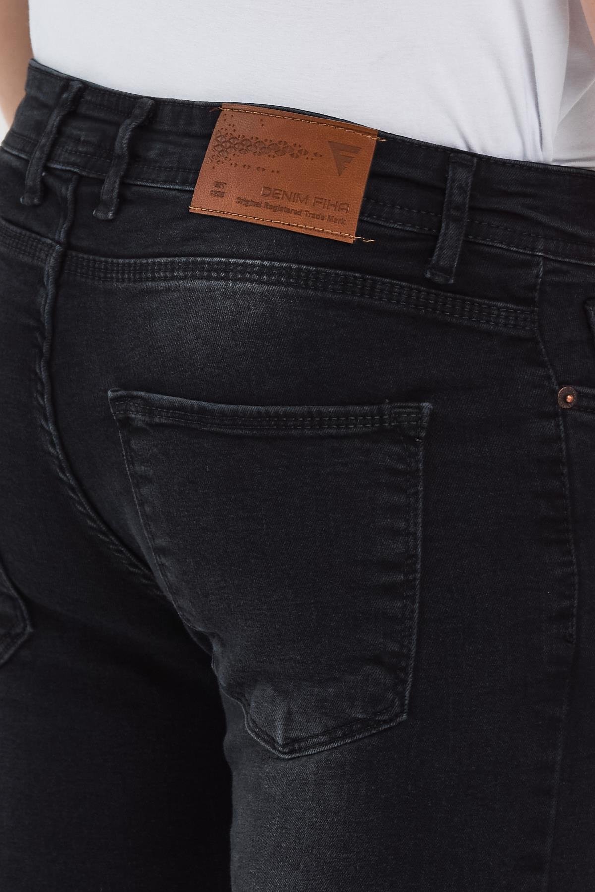 FİHA/GÖLÜK-8940 ERKEK DÜĞMELİ TAŞLI SKİNNY JEANS - SİYAH 