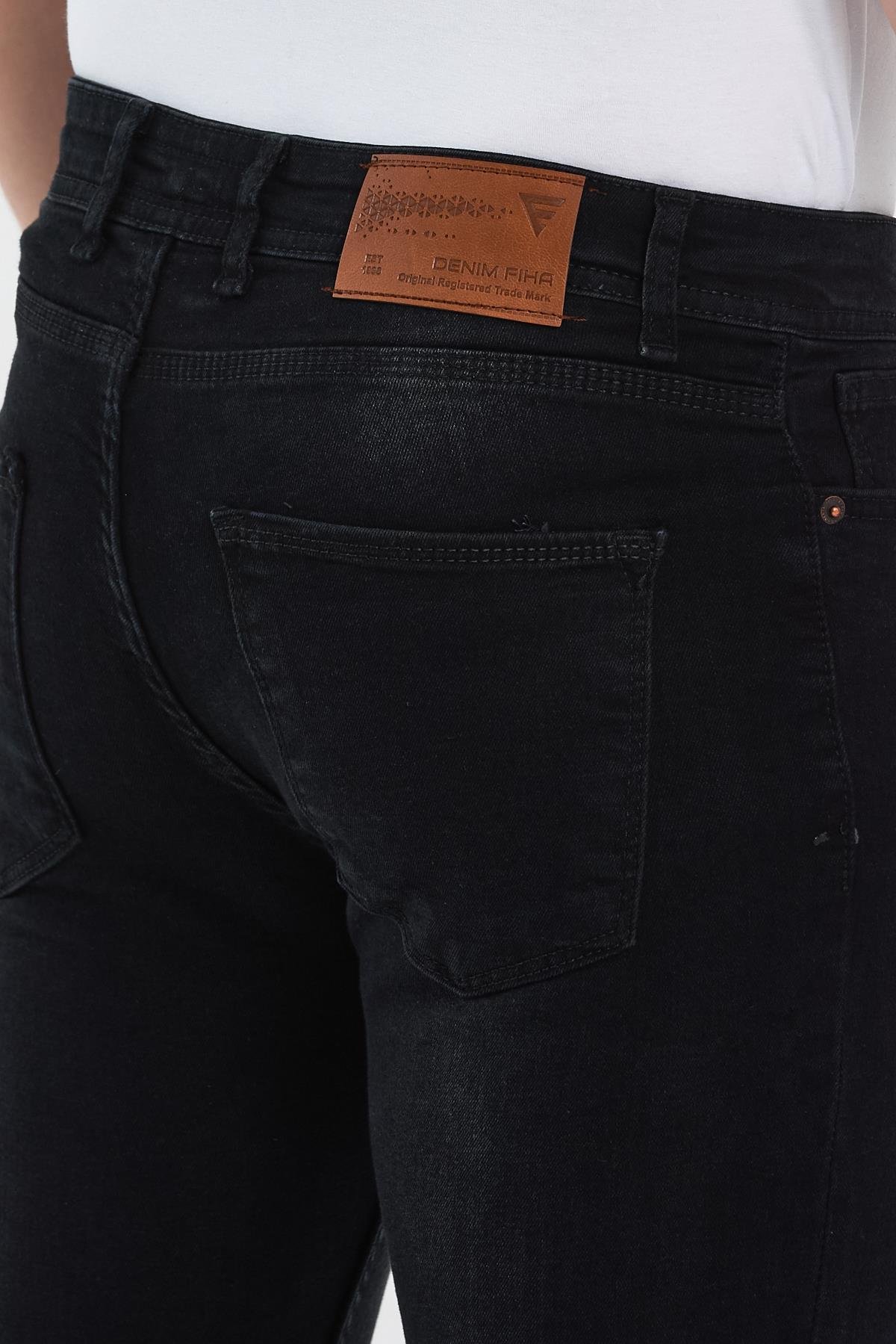 FİHA/GOYA-8859 ERKEK DÜĞMELİ TAŞLI TIRNAKLI SKİNNY JEANS - SİYAH 