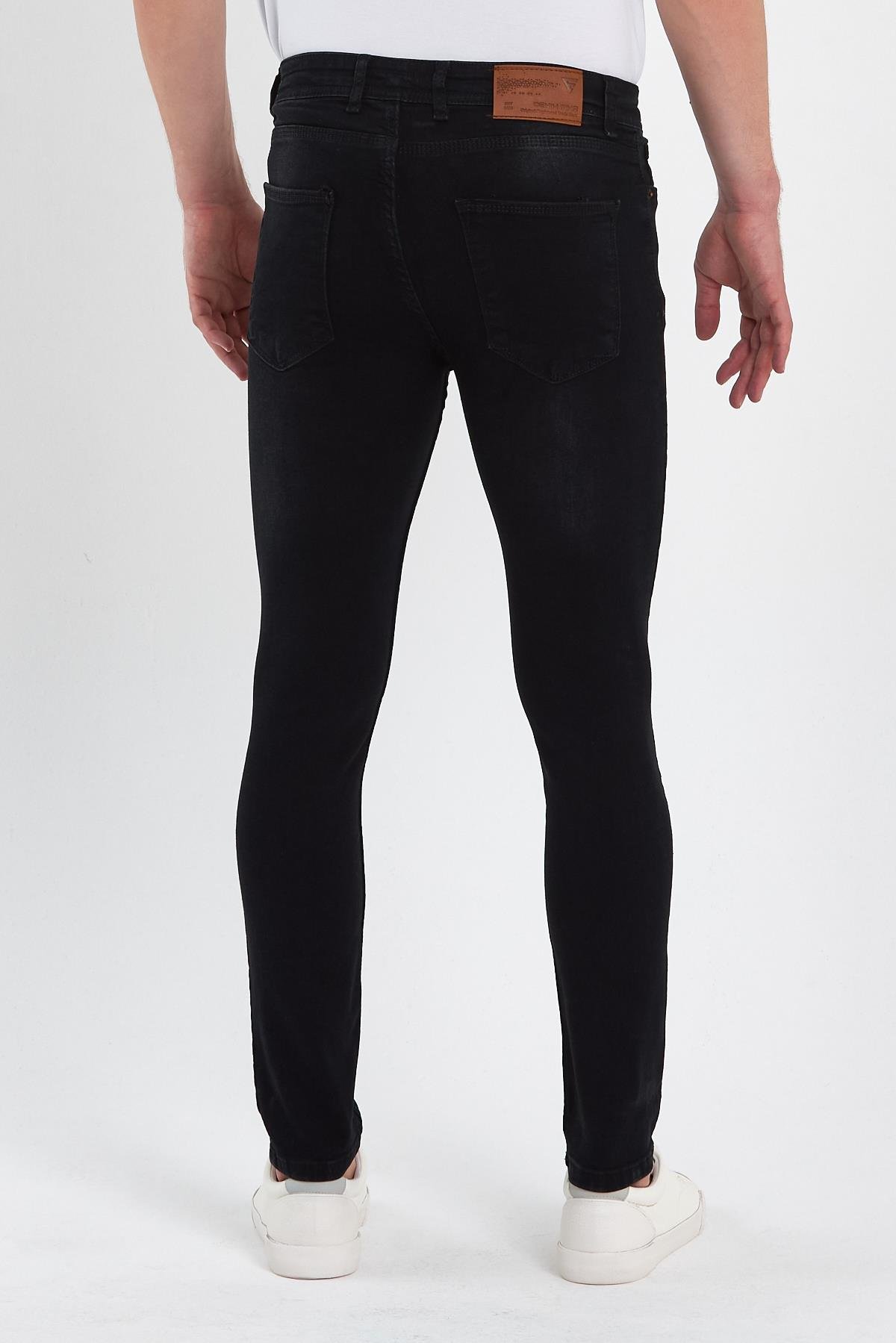 FİHA/GOYA-8859 ERKEK DÜĞMELİ TAŞLI TIRNAKLI SKİNNY JEANS - SİYAH 