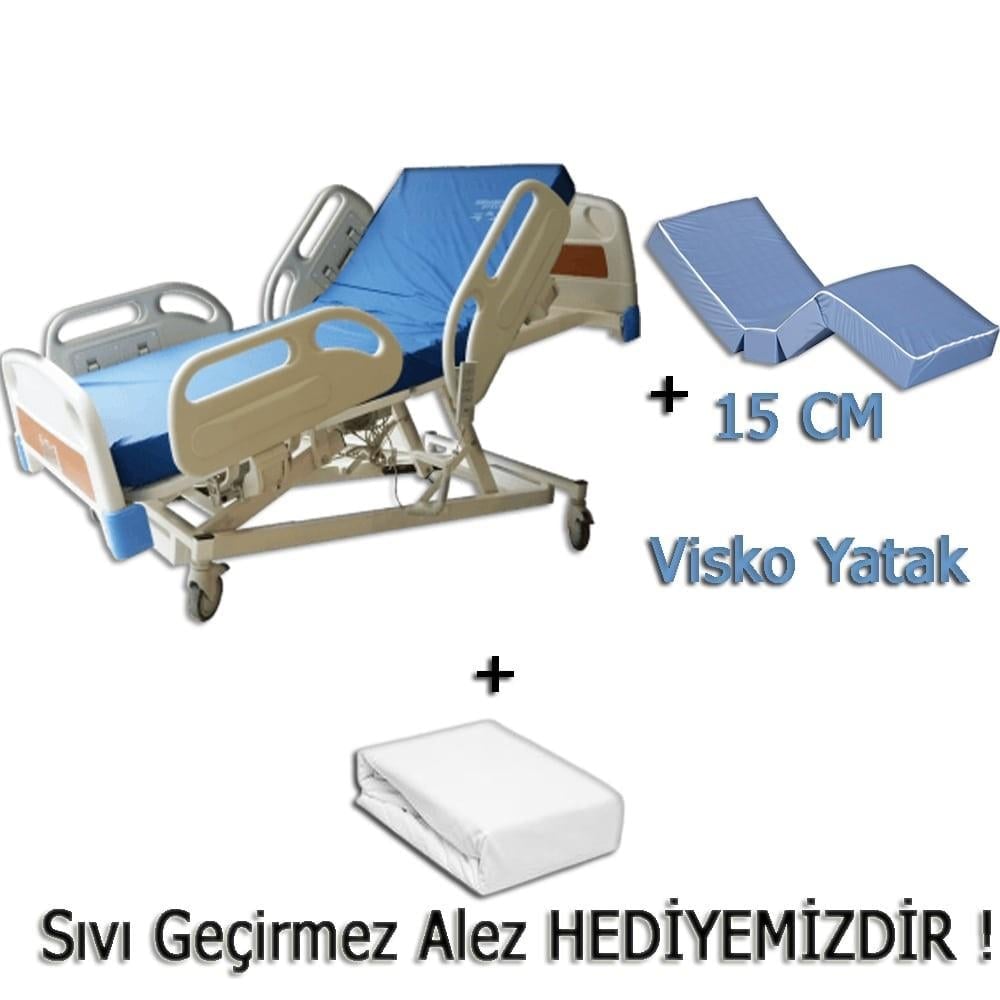 HASTA KARYOLASIHEDEF MEDİKAL KARYOLA86991200863574 MOTOR FULL ABS HASTA KARYOLASI + 15 CM ANTİBAKTERİYEL VİSKO YATAK + ALEZ