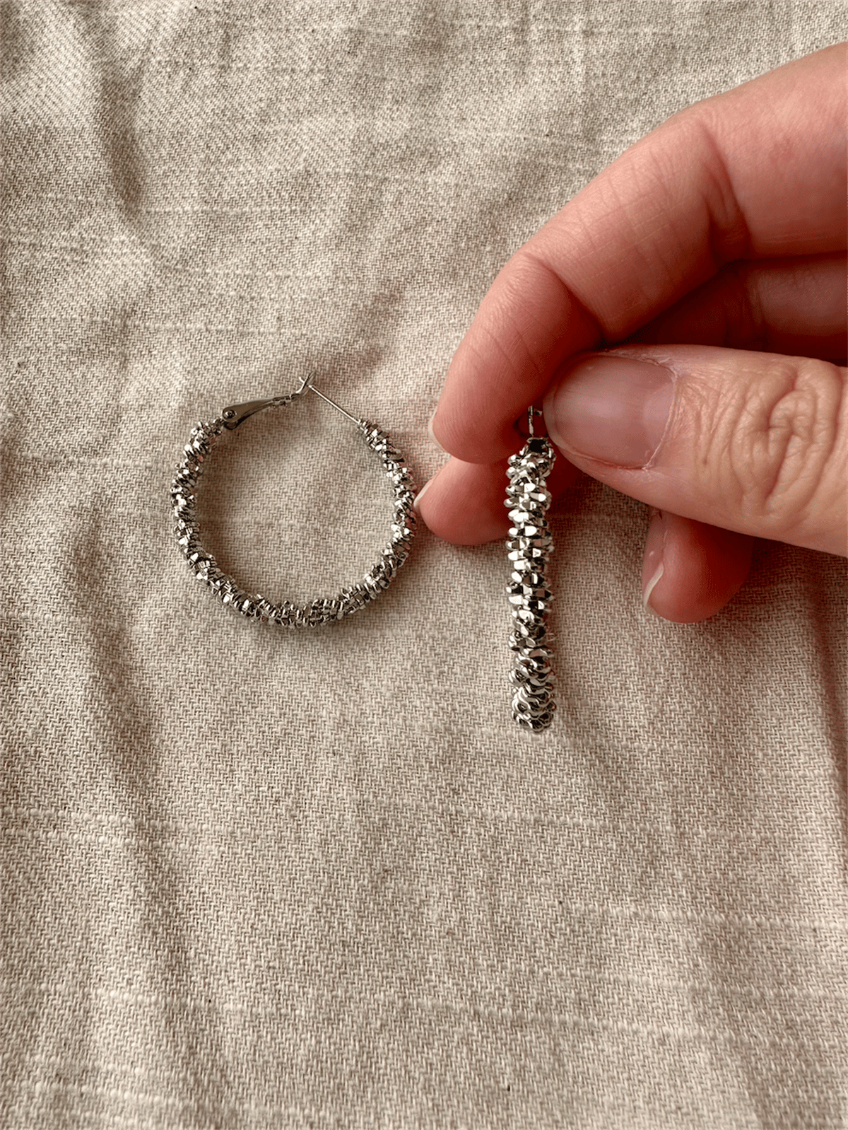 Silver Kaplama Halka Küpe Pirinç