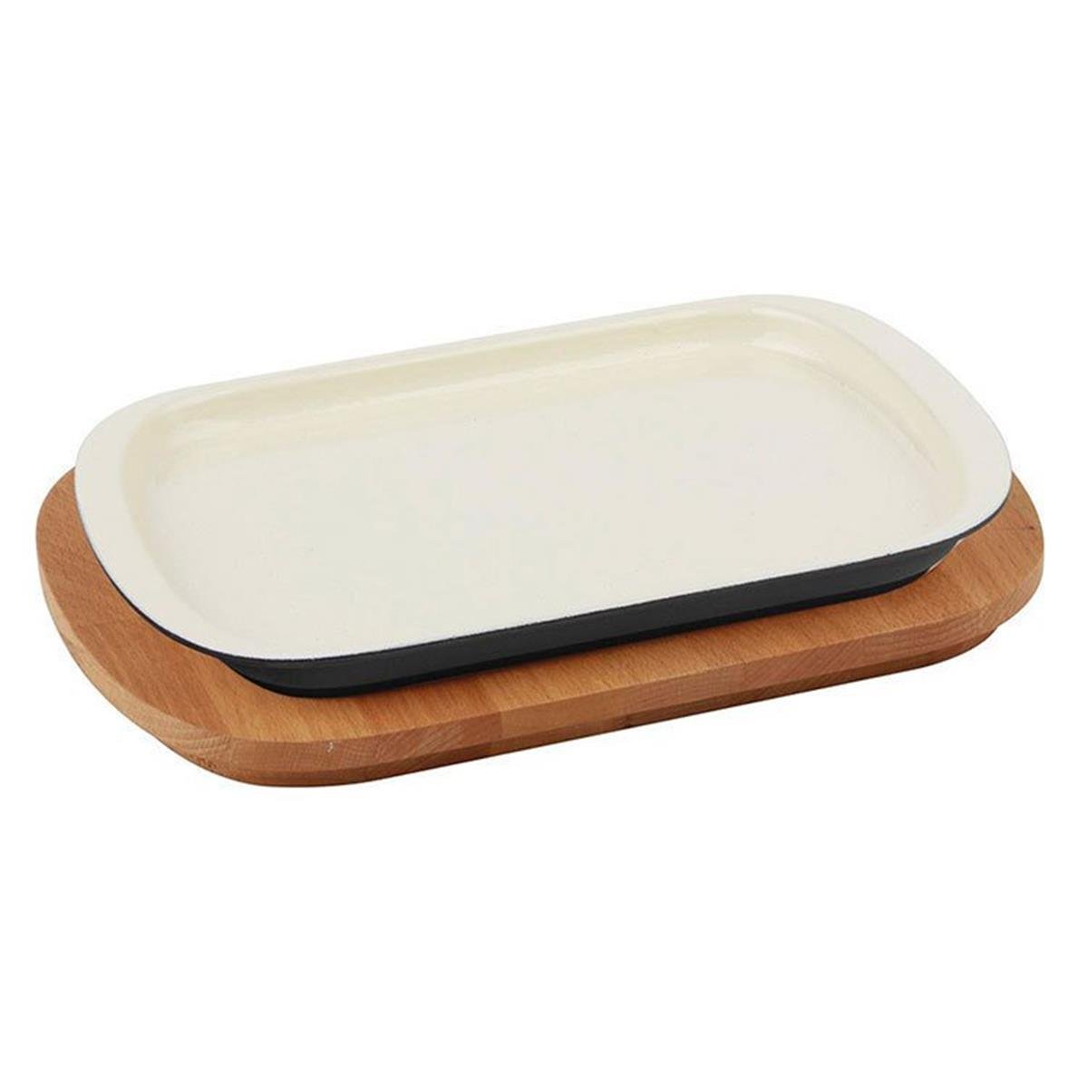 Lava Ahşap Altlıklı Döküm Demir Servis Tabağı 32x20 cm KremFajita, Hotplate ve Döküm TabaklarLavaAhşap Altlıklı Döküm Demir Servis Tabağı