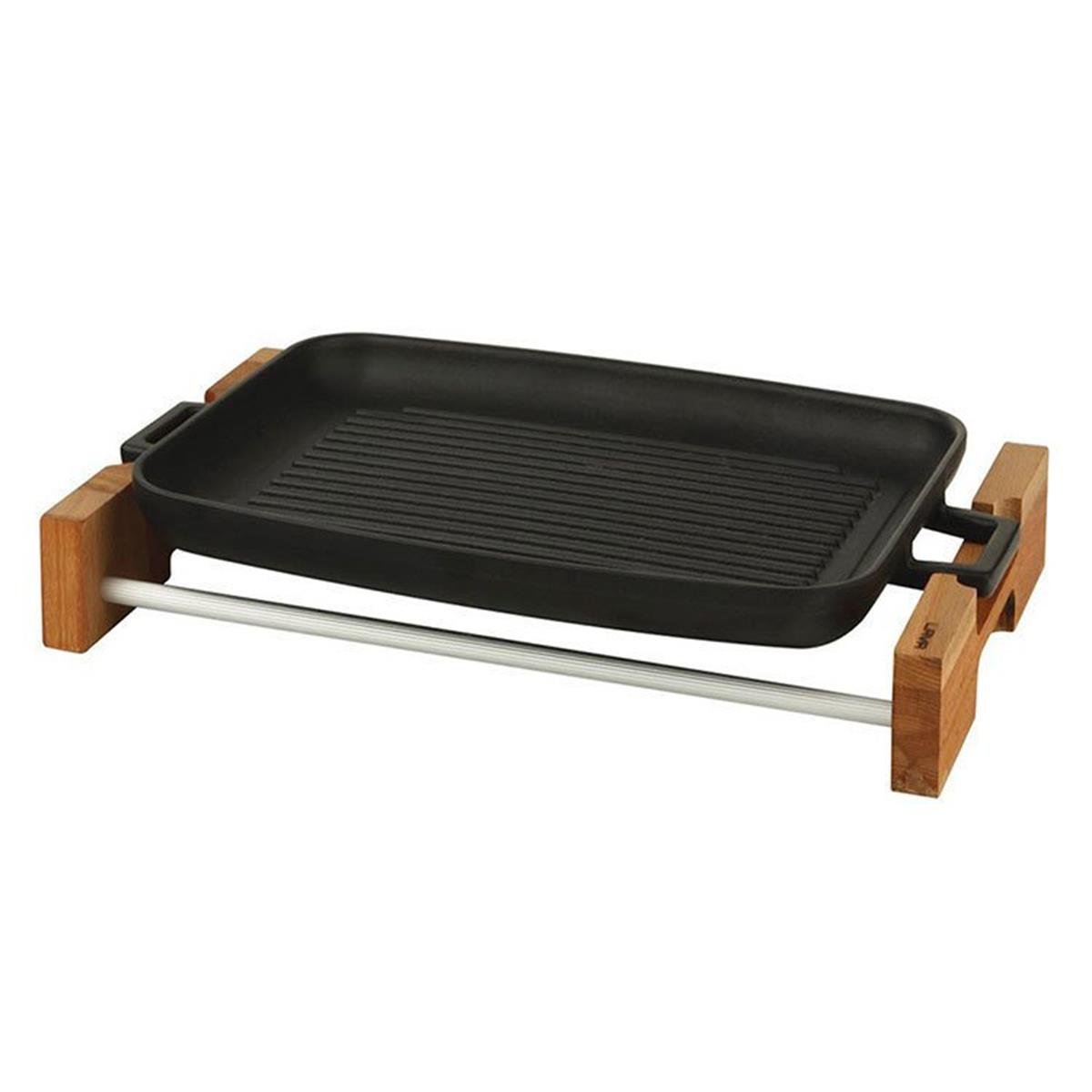 Lava Grill Ahşap Standlı Döküm Demir Tepsi, Izgara Yüzeyli 31x42cmIzgara TavalarıLavaAhşap Standlı Tepsi, Izgara Yüzeyli