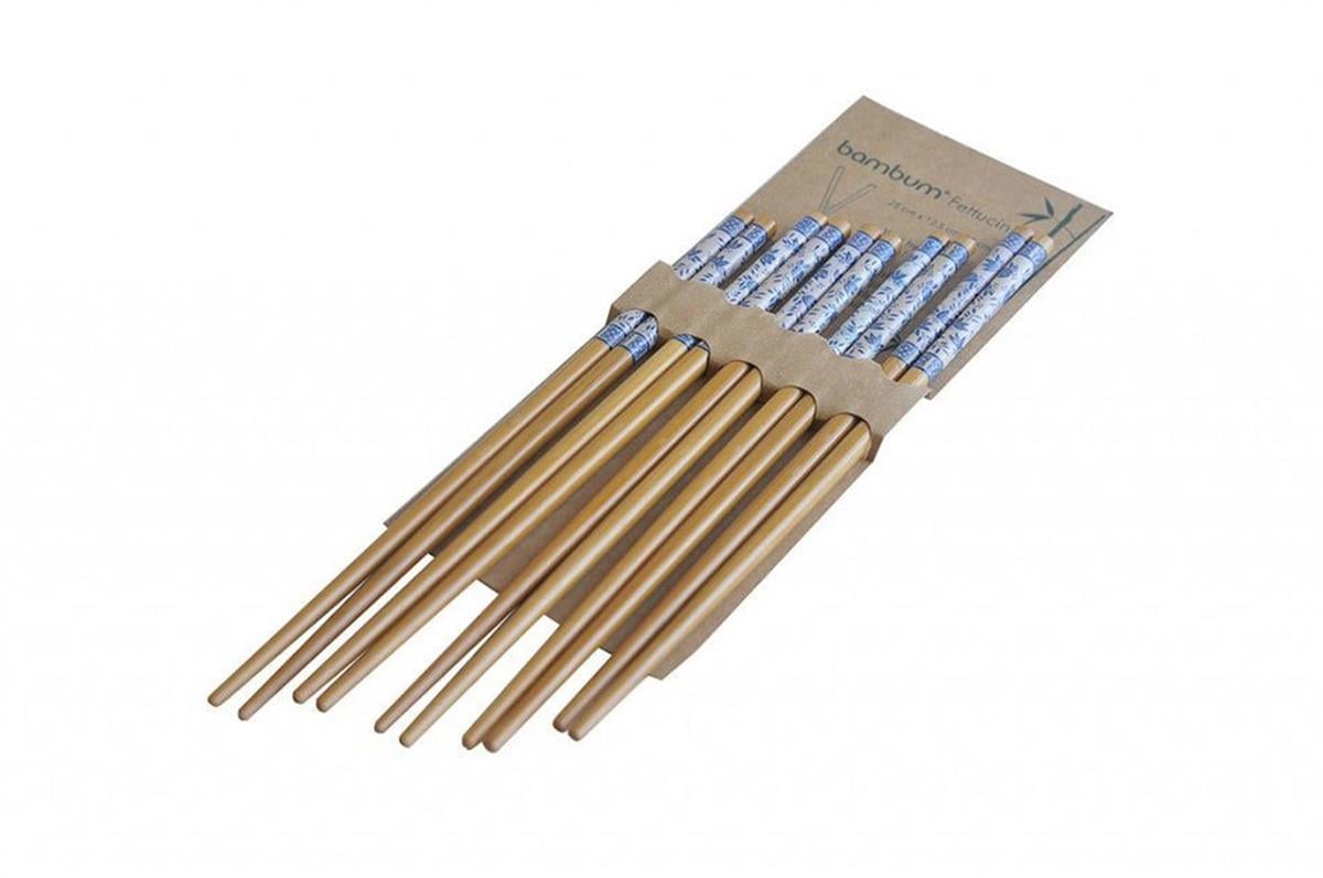 Bambum Ahşap Fettucini 5 Çift ChopstickBambumBambumBambu 5 Çift Chopstick
