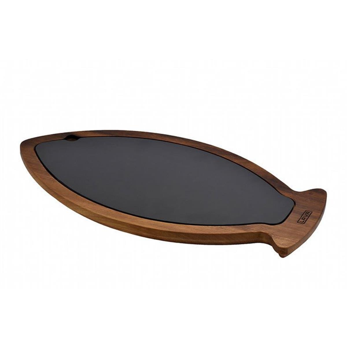 Lava Porselen Plakalı Balık Servis Tahtası 24x47 cm İroko Ağacıİroko AğacıLavaPorselen Plakalı Balık Servis Tahtası