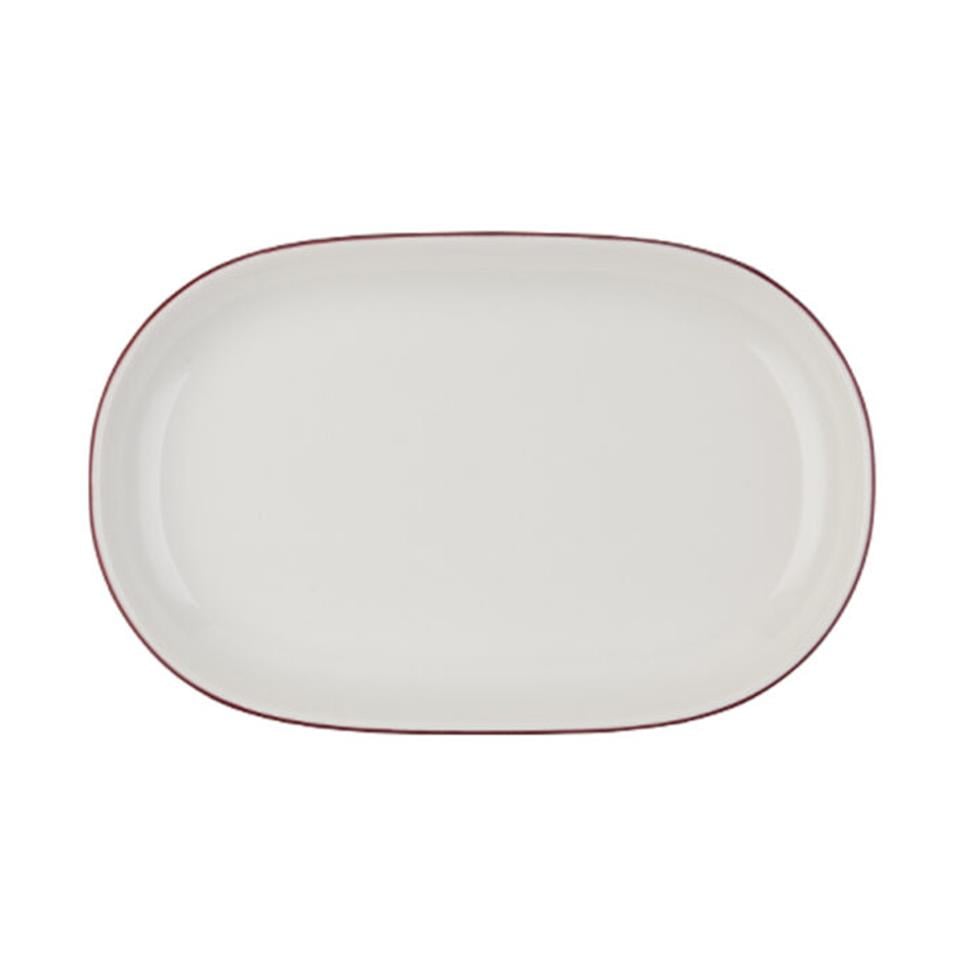 Modest MaroonID FinePorser Modest Maroon Oval Kayık Tabak 18 cm
