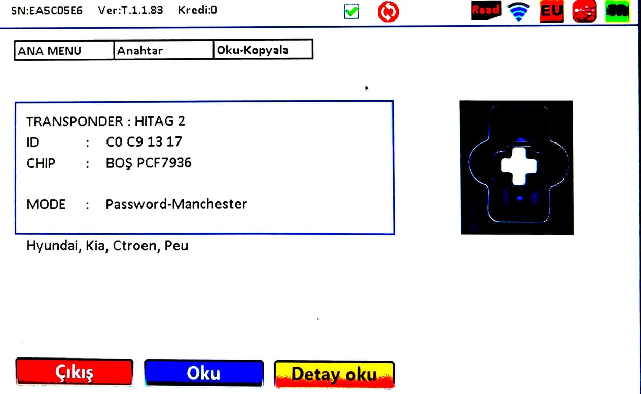 OEMKIR102KIA ORJINAL 3 BUTON SUSTALI ANAHTARLI PCF7936 - 433MHZ (682)