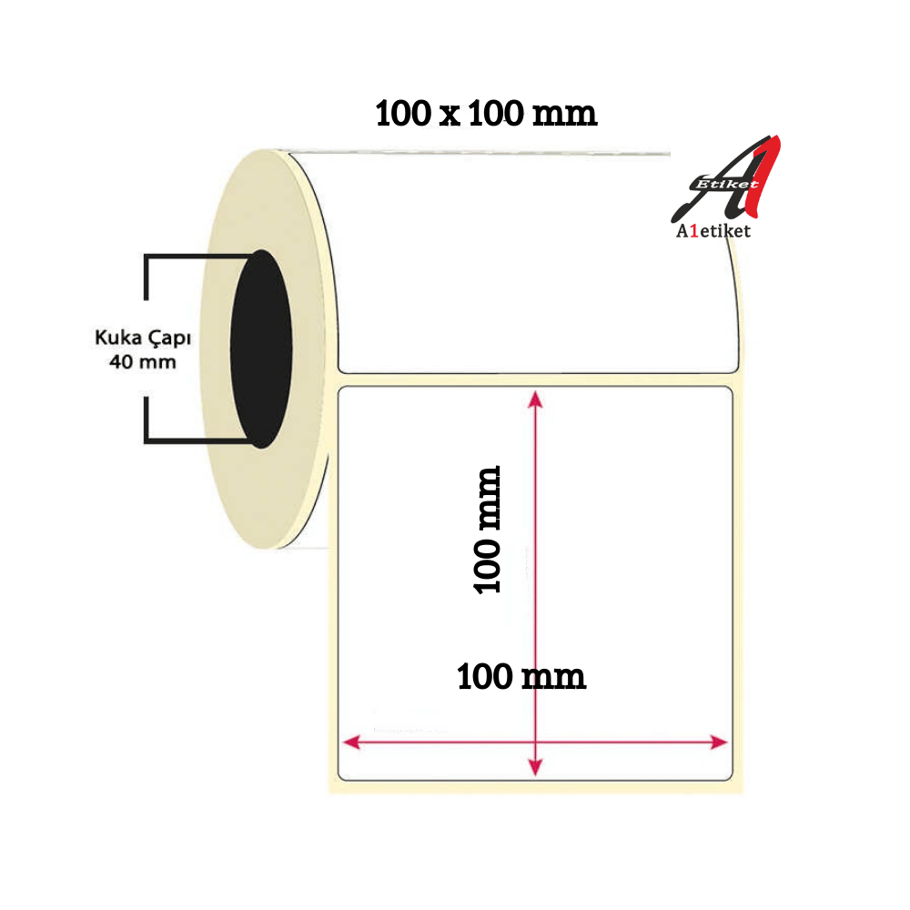 A1 Kuşe Etiket  100 x 100 mm 1 Rulo 400 Adet Kuşe Barkod Etiketi
