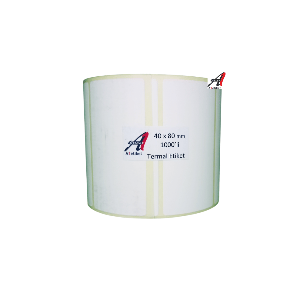 A1 Termal Etiket 40 x 80 mm 120,000 Adet Termal Barkod Etiketi 1.000 Sarımlı 120 Rulo