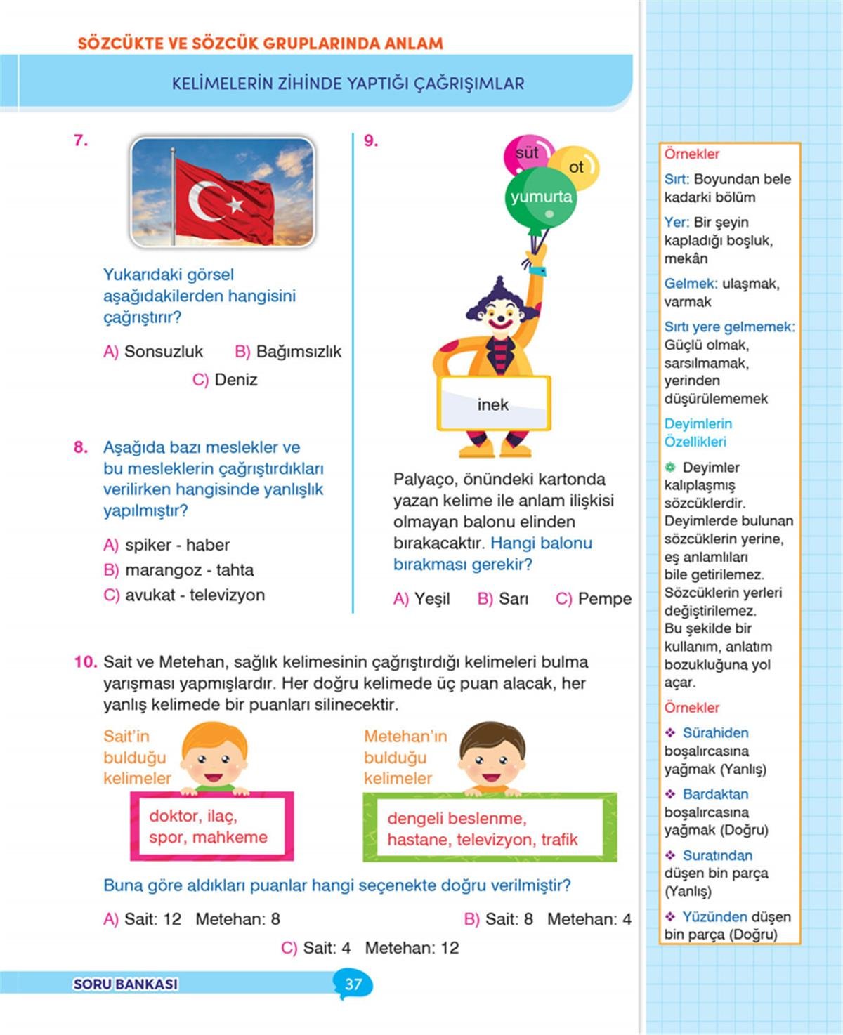 Dikkat Atölyesi  3. Sınıf İpuçlu Türkçe Yeni Nesil Soru Bankası