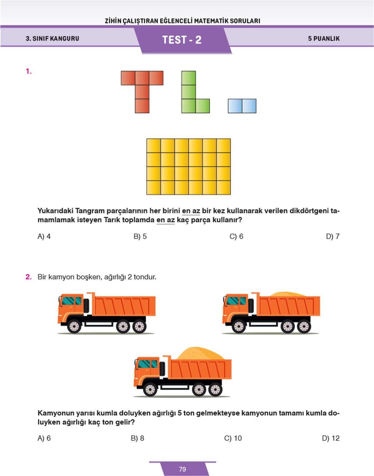 Dikkat Atölyesi  3. Sınıf Kanguru Eğlenceli Matematik Soruları