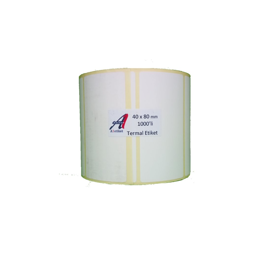 Kirtasiyejet Etiket Termal Etiket 40 x 80 mm 50,000 Adet Termal Barkod Etiketi 1.000 Sarımlı 50 Rulo