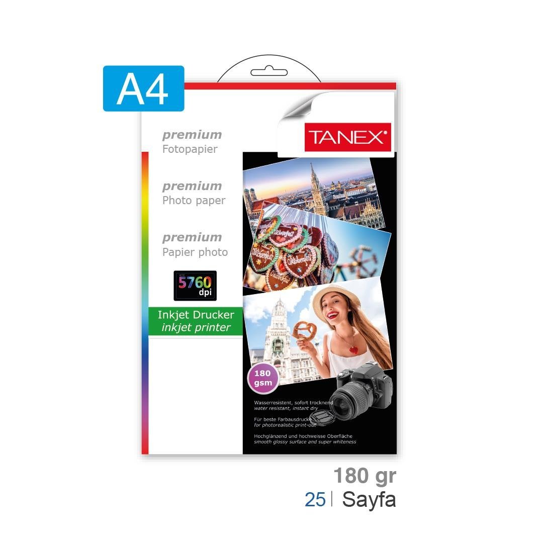 Tanex A4 Fotoğraf Kağıdı 180 gr.25 li  5 Paket 125 Adet