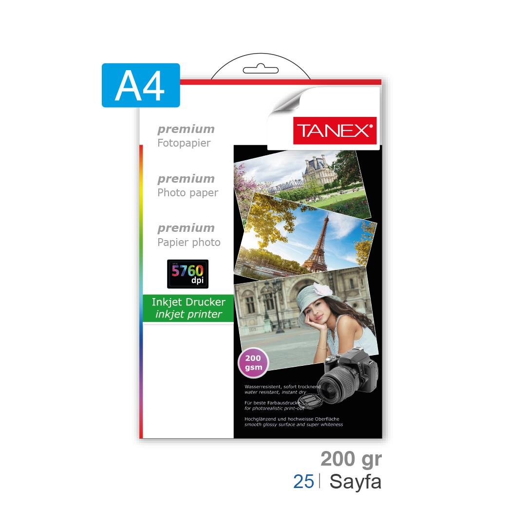 Tanex A4 Fotoğraf Kağıdı 200 gr. 25li 5 Paket 125 Adet