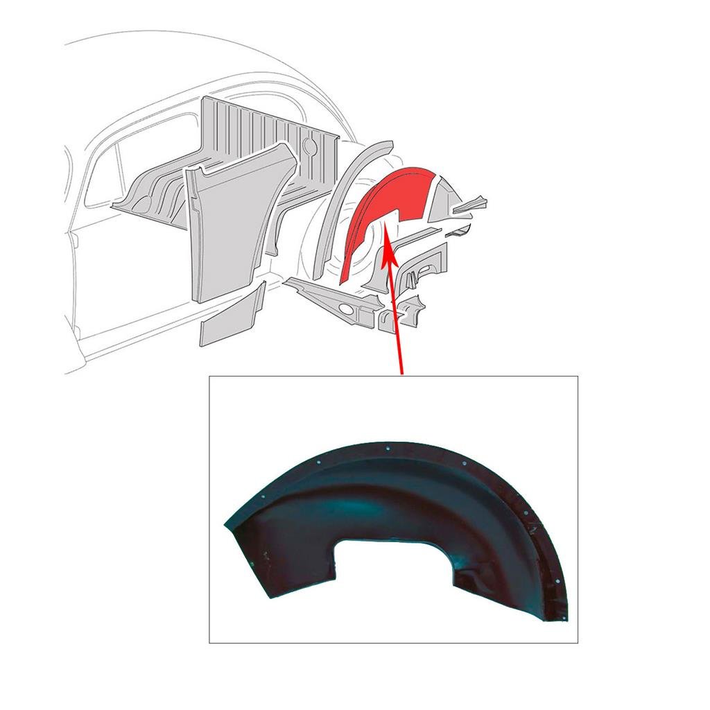 Inner Rear Wheel Arch Repair Panel, No Subframe Mount, Right: (1100,1200,1300,1302,1303,STD)