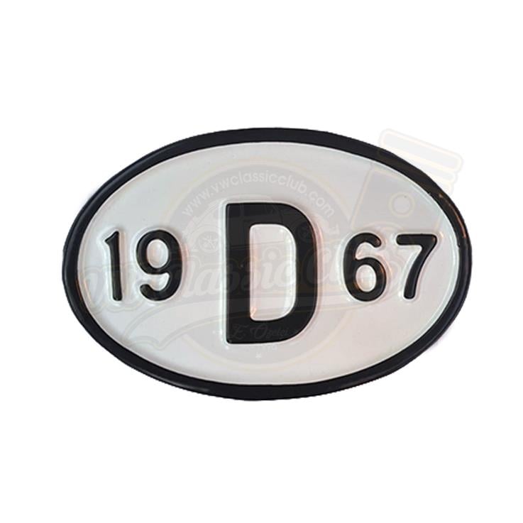 Rear Year Plate 1967 (19D67)
