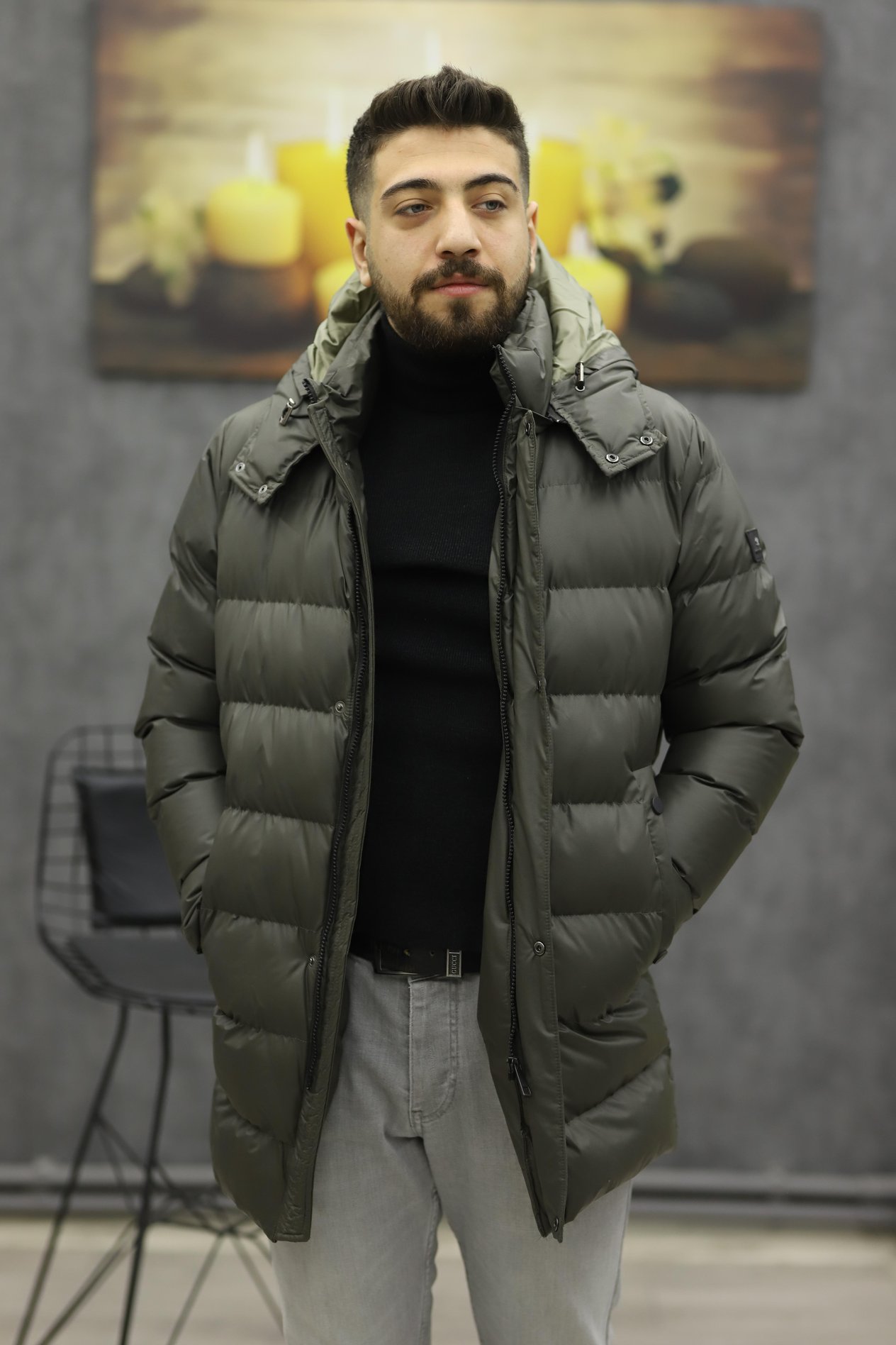 COSTUMEN 7511 KAPŞONLU ŞİŞME KABAN(YEŞİL)