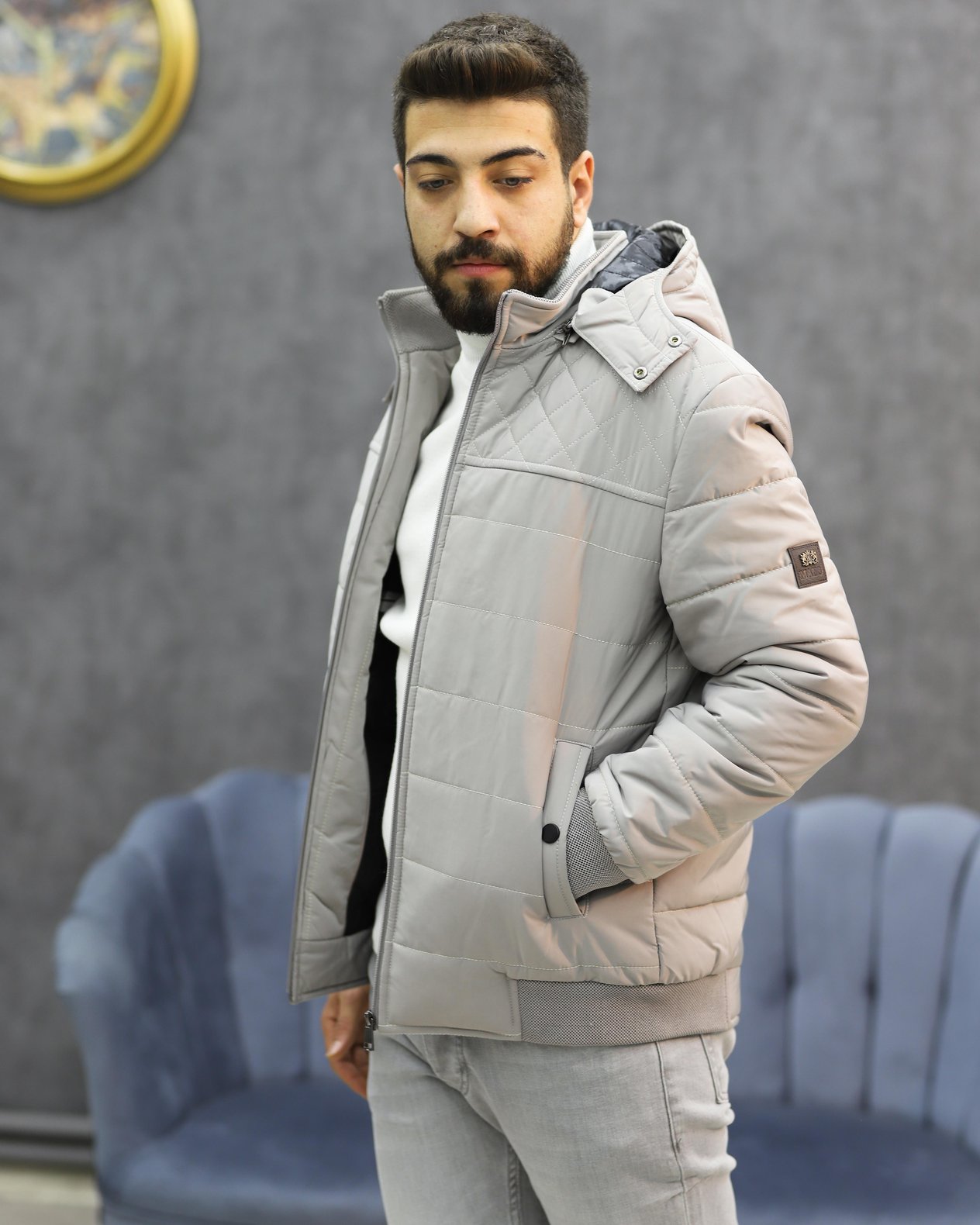 EXCELENTE 5112 KAPŞONLU ŞİŞME MONT(A.GRİ)