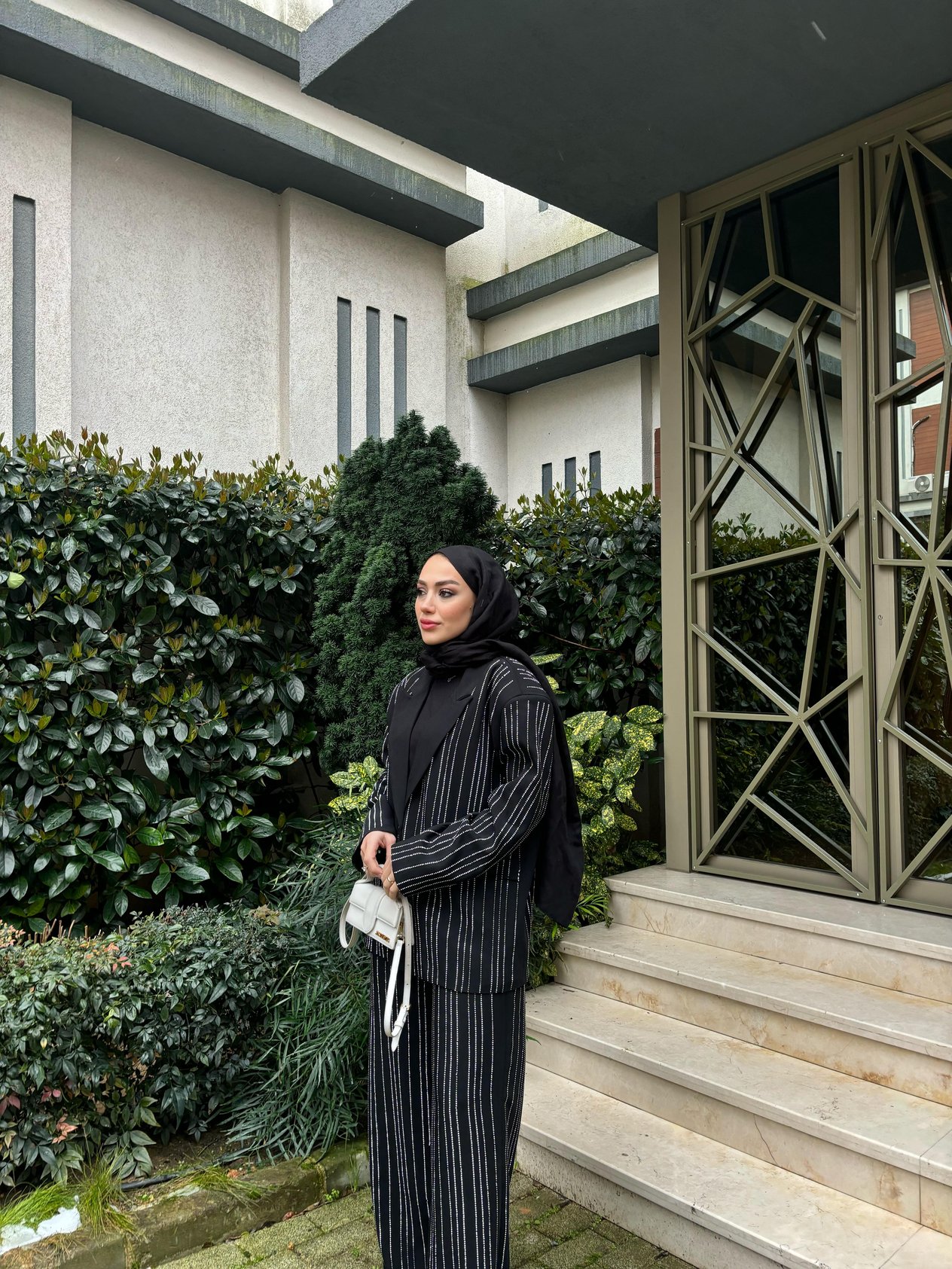 Premium Taşlı Blazer Takım Siyah